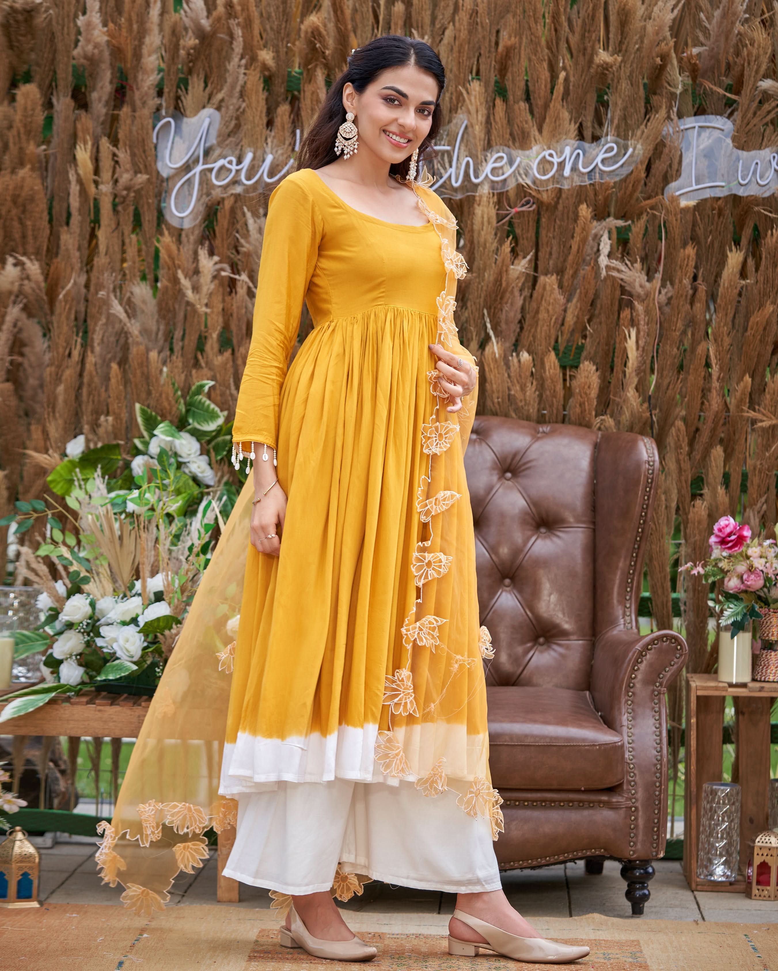Aaira Musturd Yellow Solid Silk Suit Set - Image 3