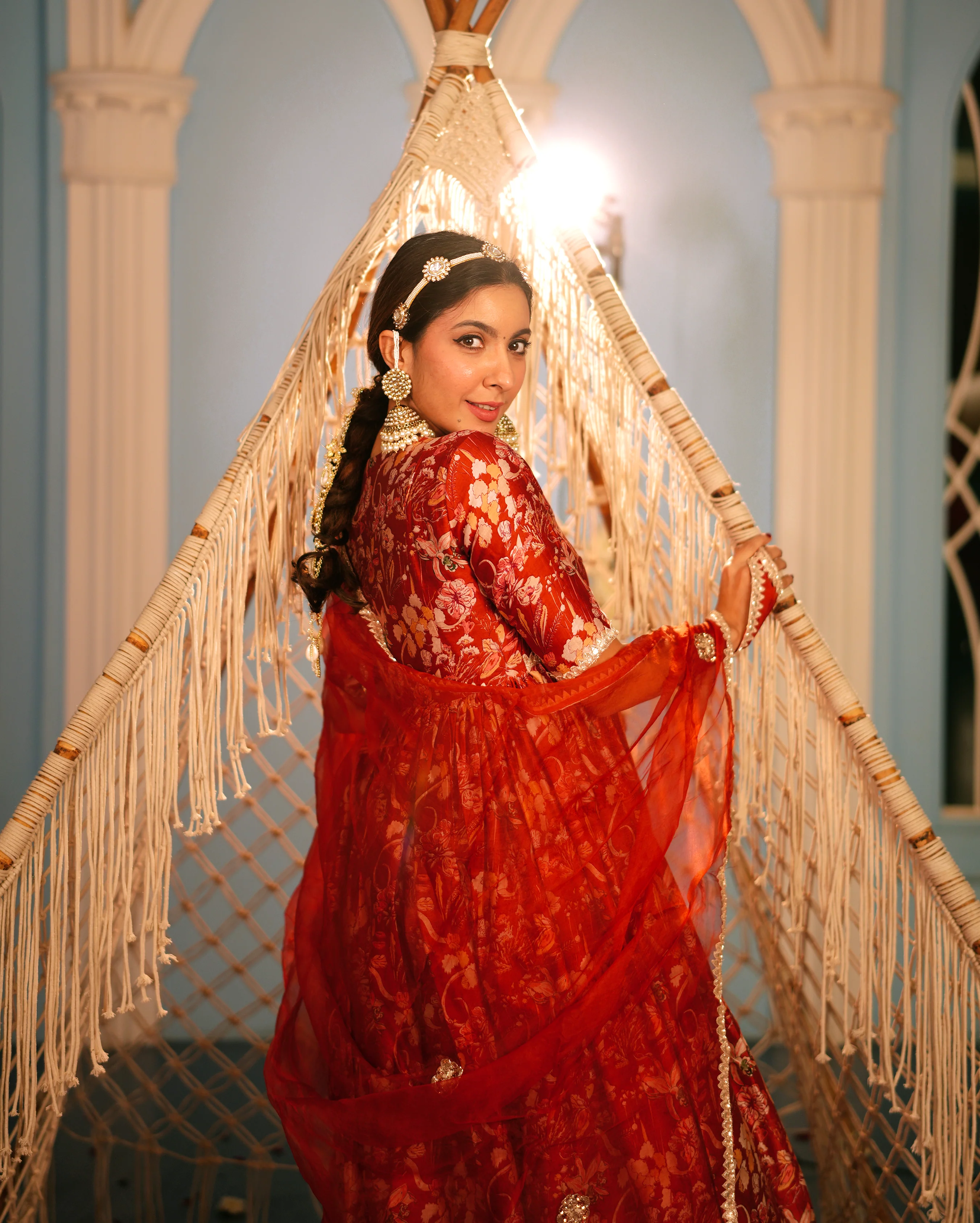 Aanchal Orange Printed Chanderi Suit Set - Image 7
