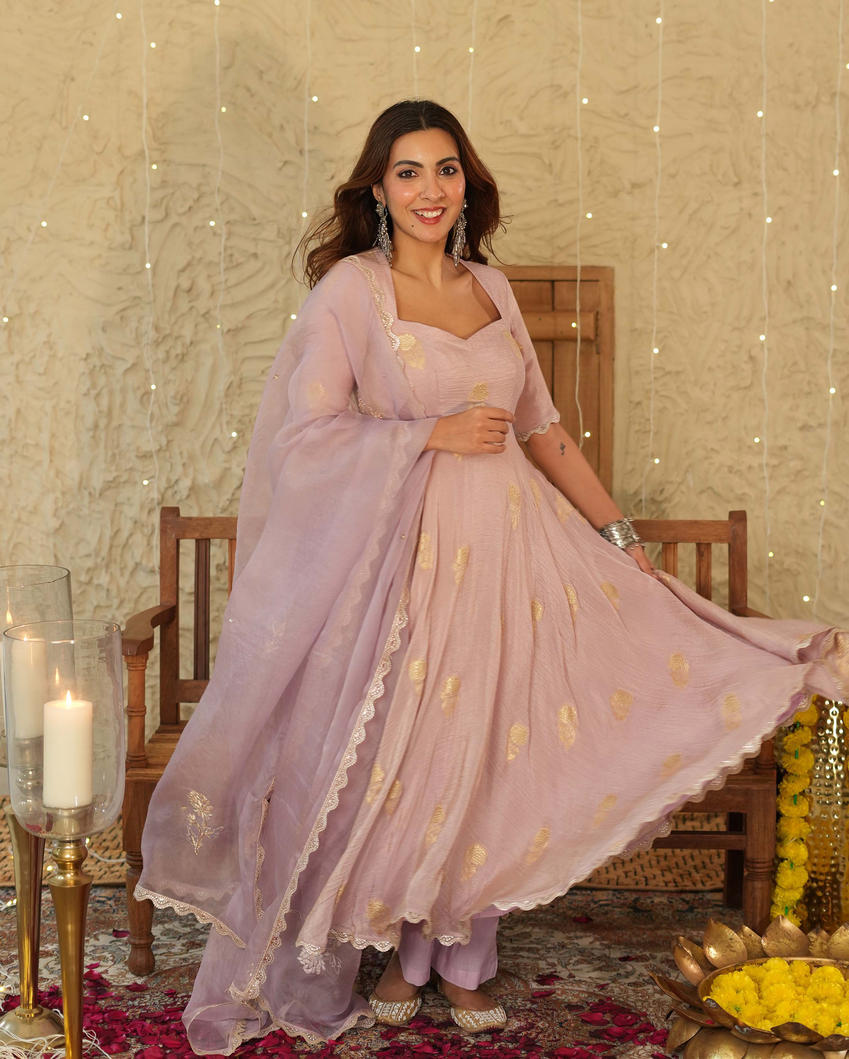 Aarati Lavender Jacquard Suit Set - Image 2
