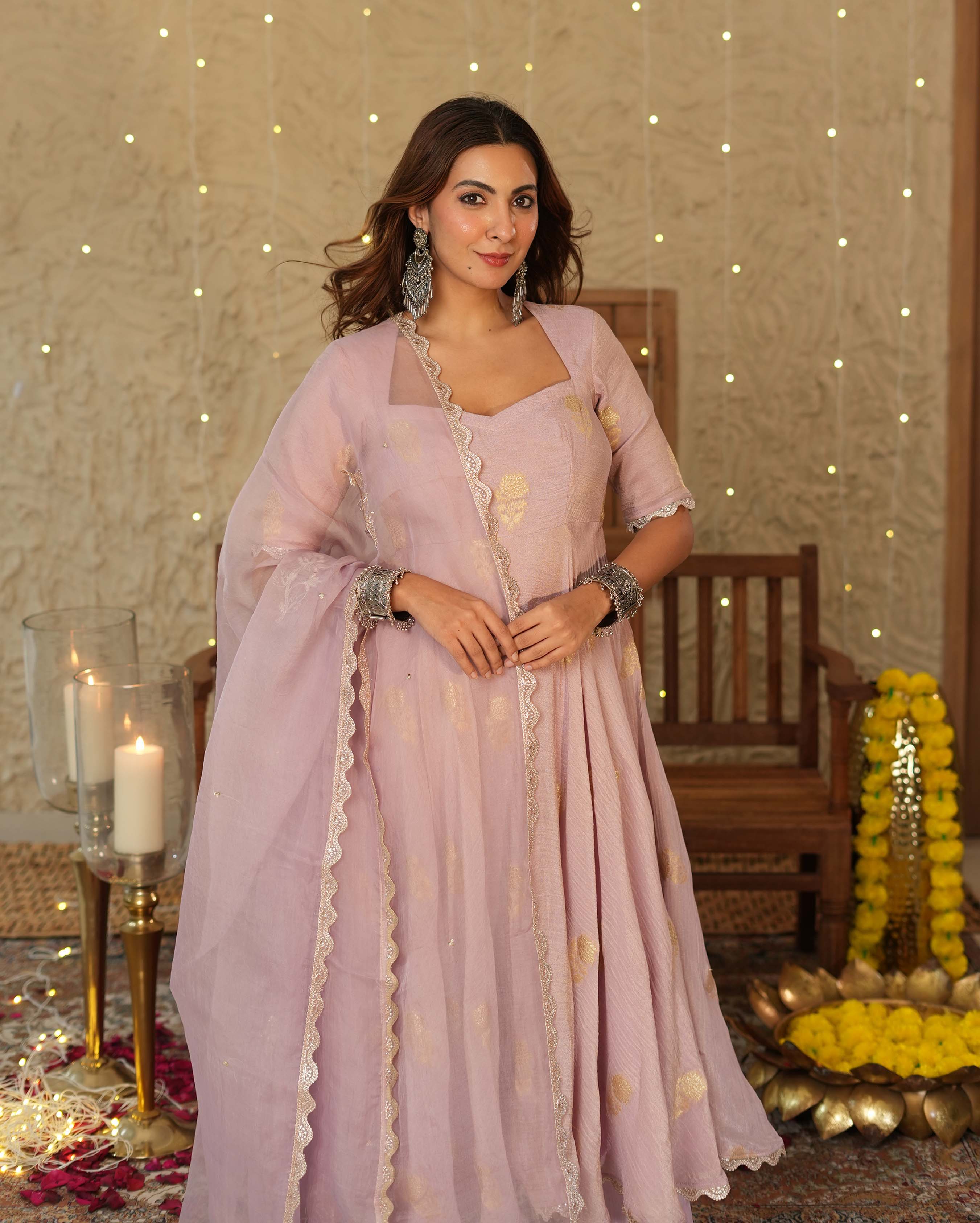 Aarati Lavender Jacquard Suit Set - Image 3