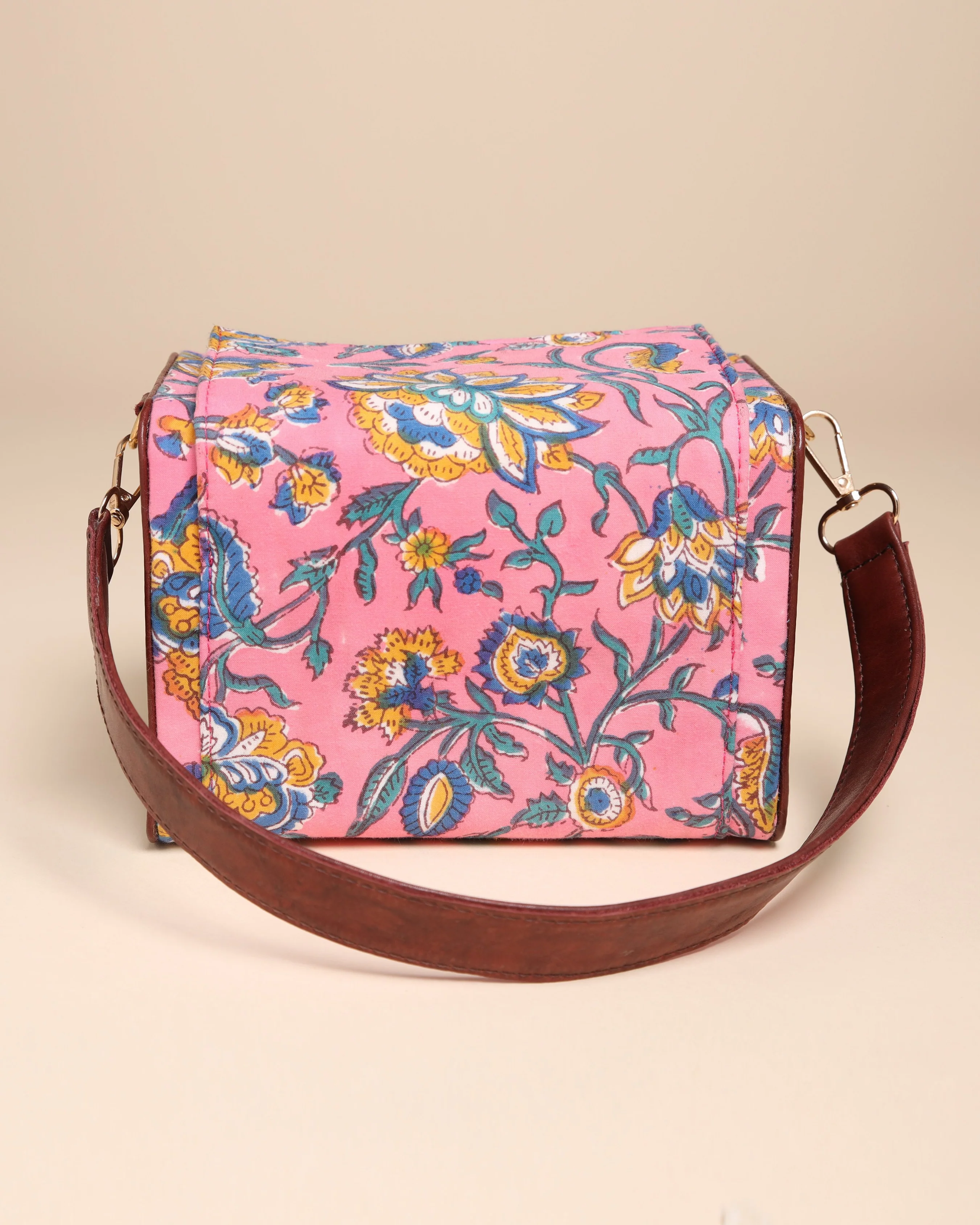 Adara Cotton Block Printed Satchel Bag - Image 4