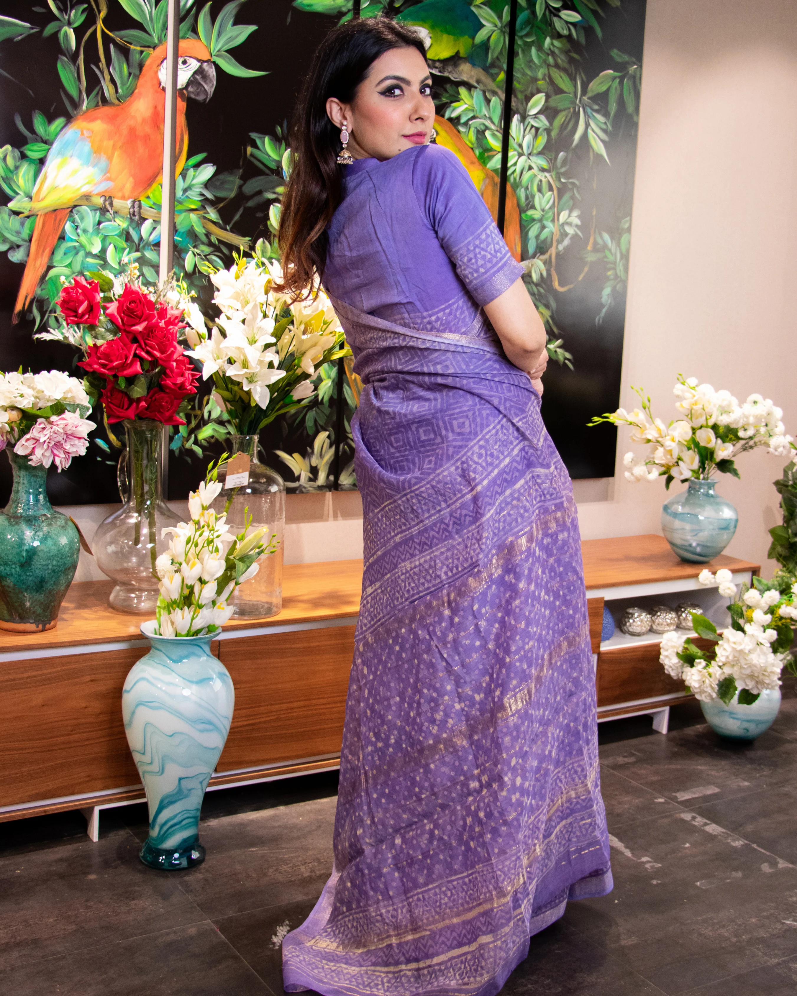 Adiva Handblock Chanderi Silk Saree - Image 8