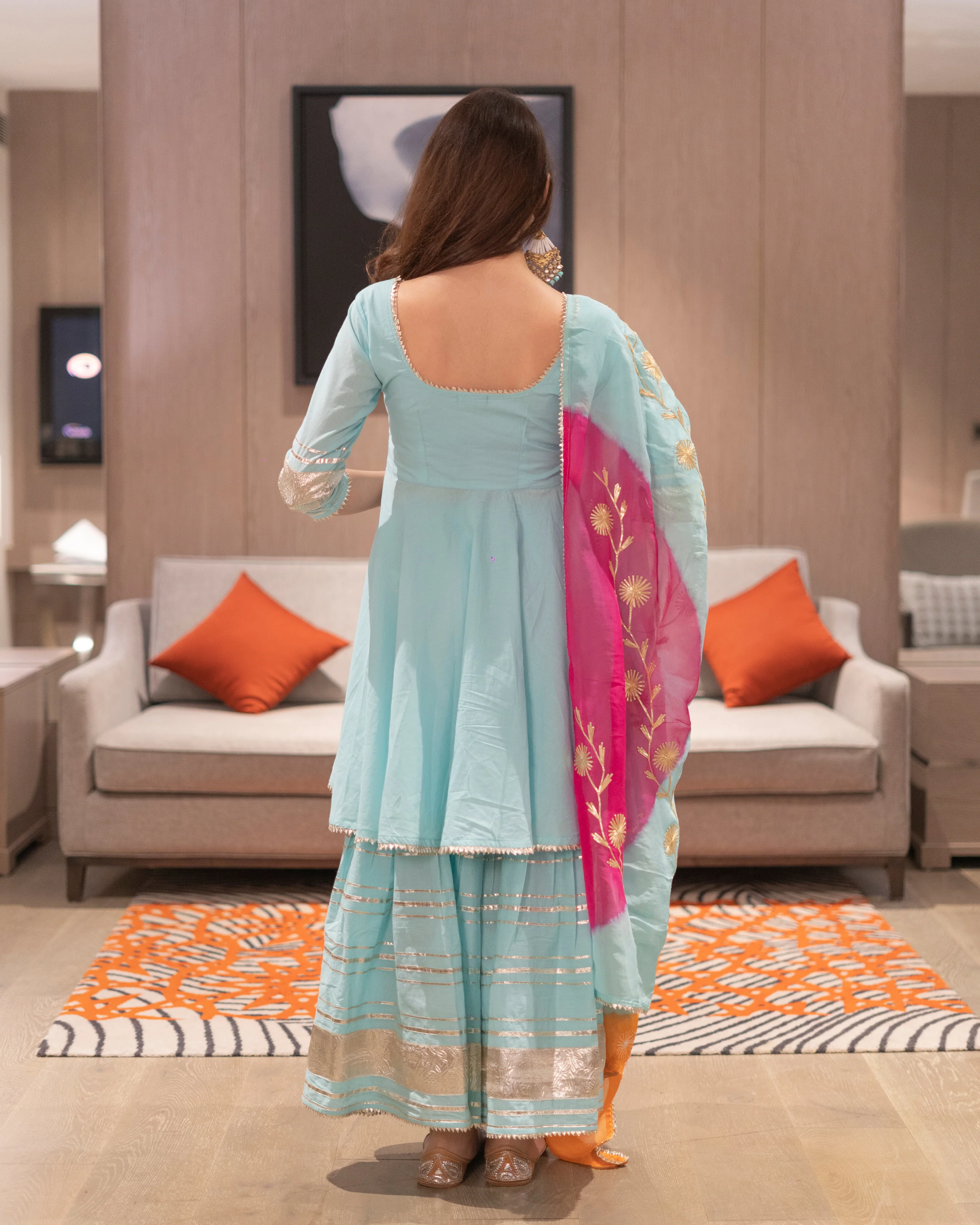 Adonis Blue Gotapatti Sharara Set - Image 6