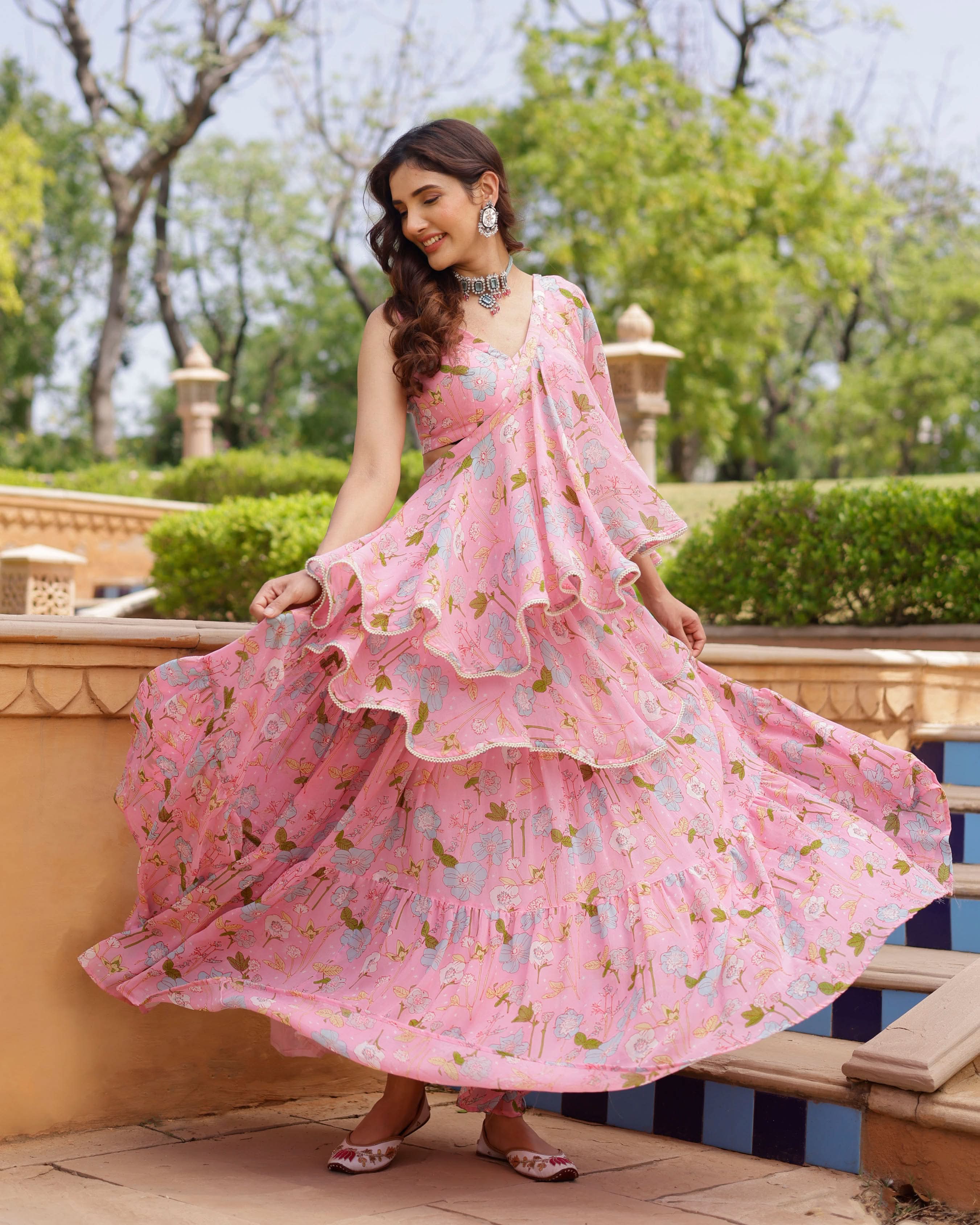 Afreen Georgette Pre Draped Saree - Image 3