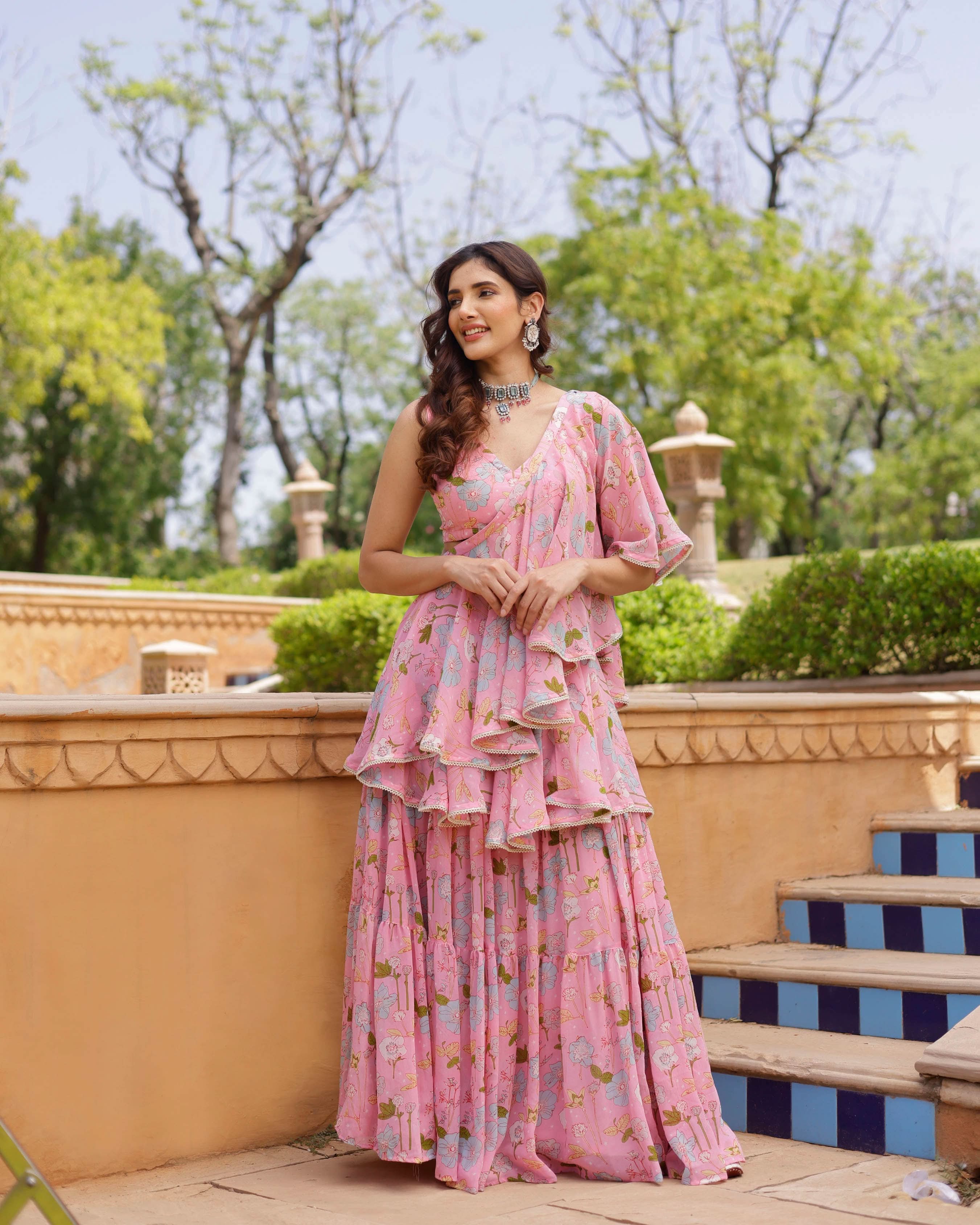 Afreen Georgette Pre Draped Saree - Image 5
