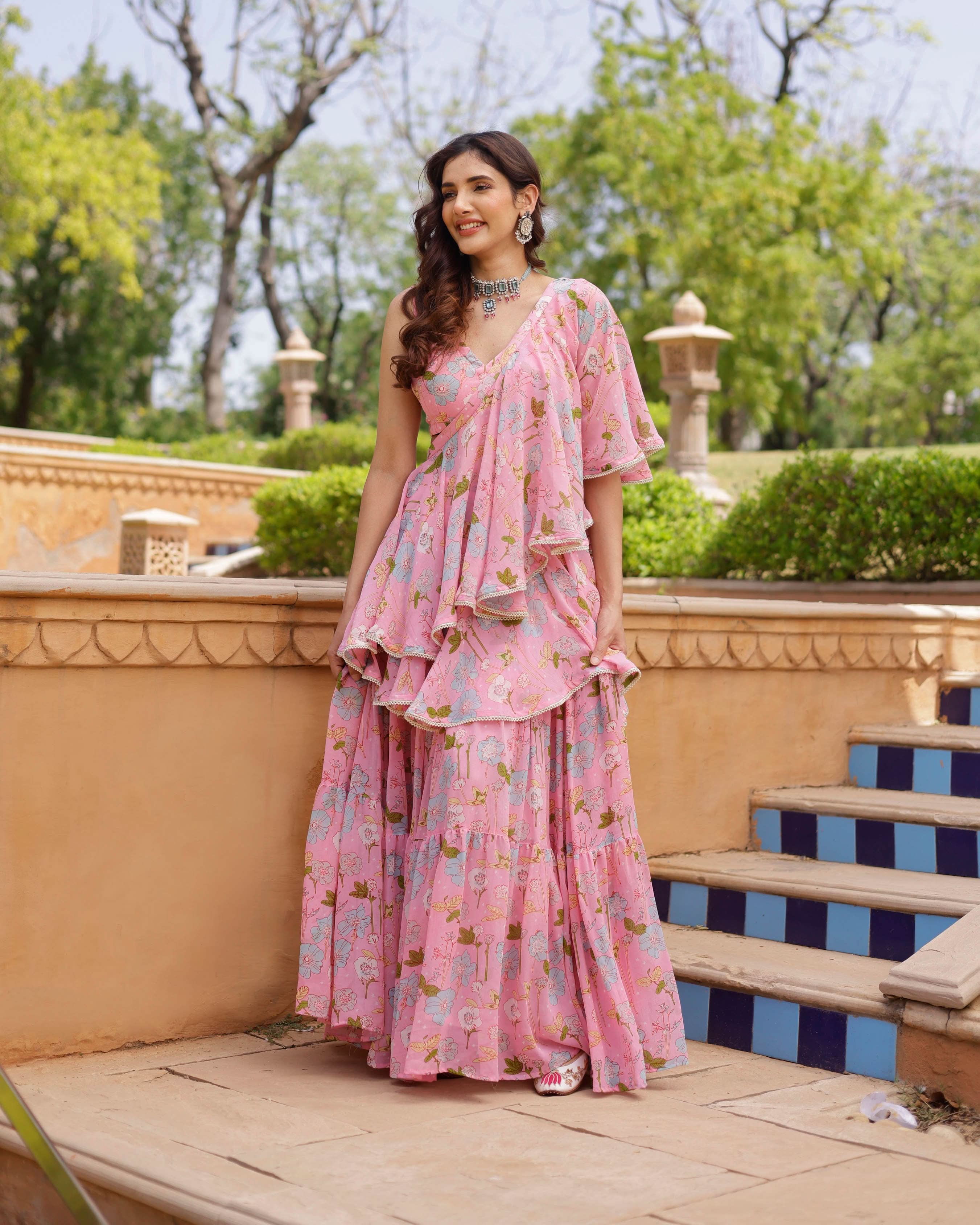Afreen Georgette Pre Draped Saree - Image 6