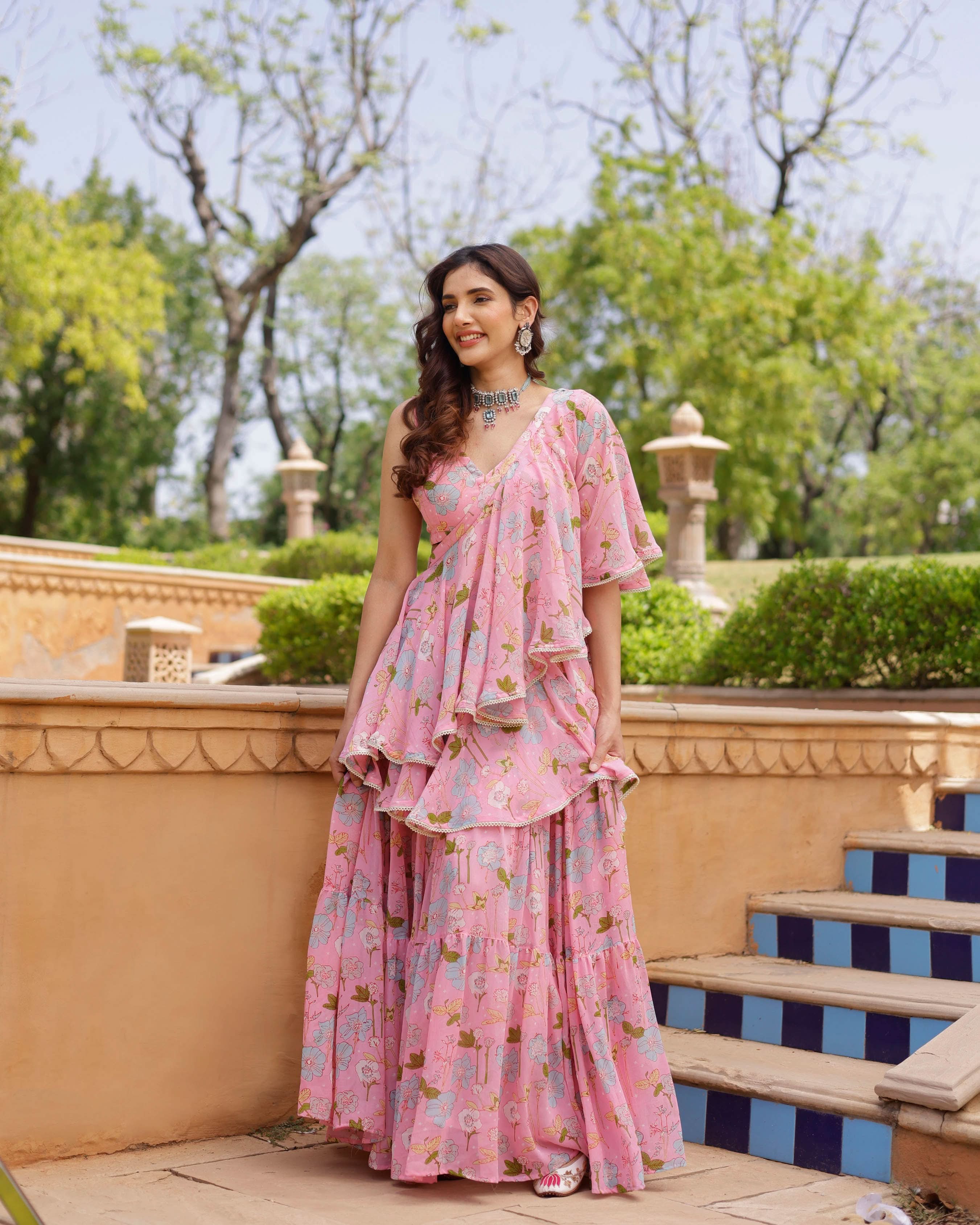 Afreen Georgette Pre Draped Saree - Image 8