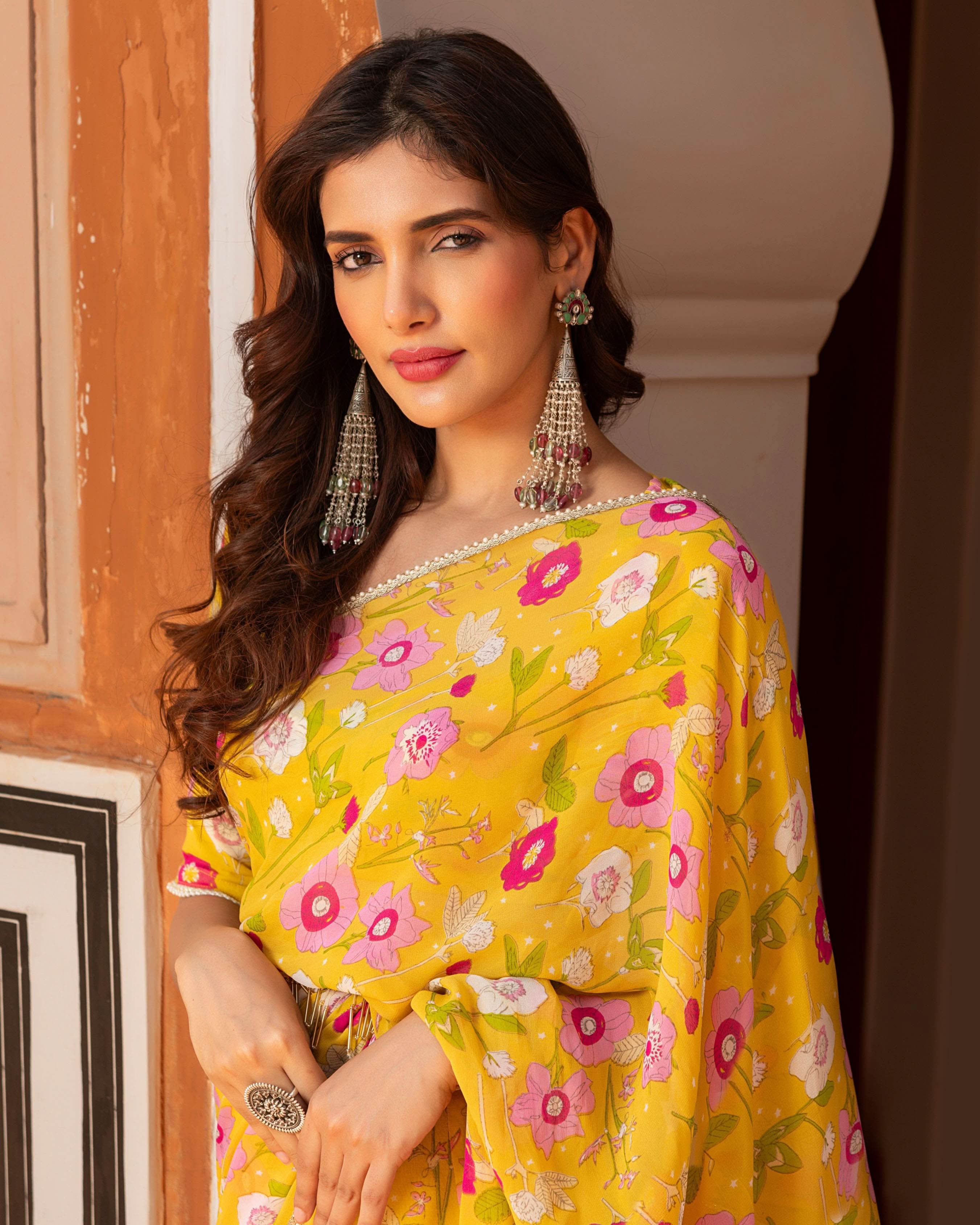 Afsa Georgette Pre Draped Saree - Image 3