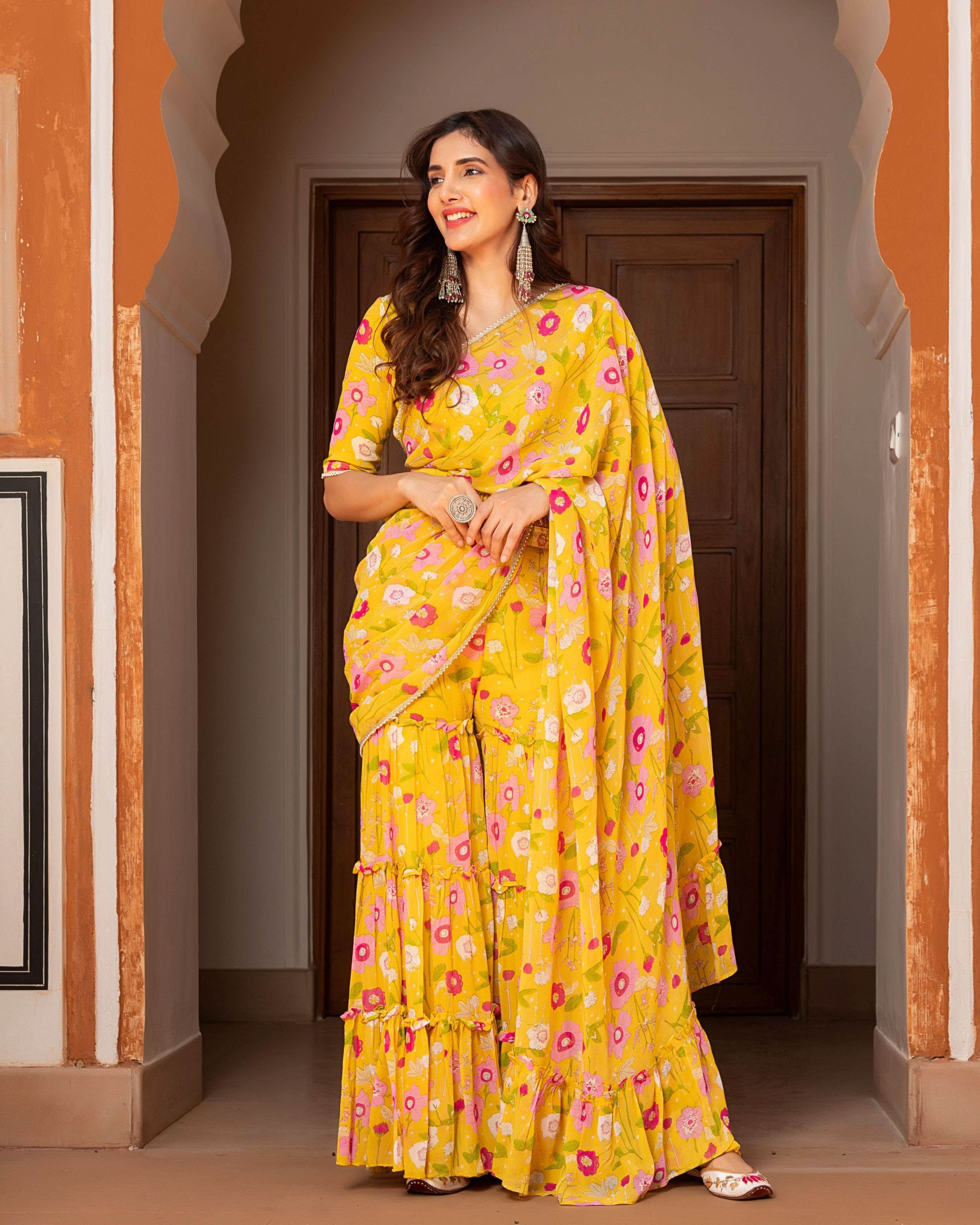 Afsa Georgette Pre Draped Saree - Image 4