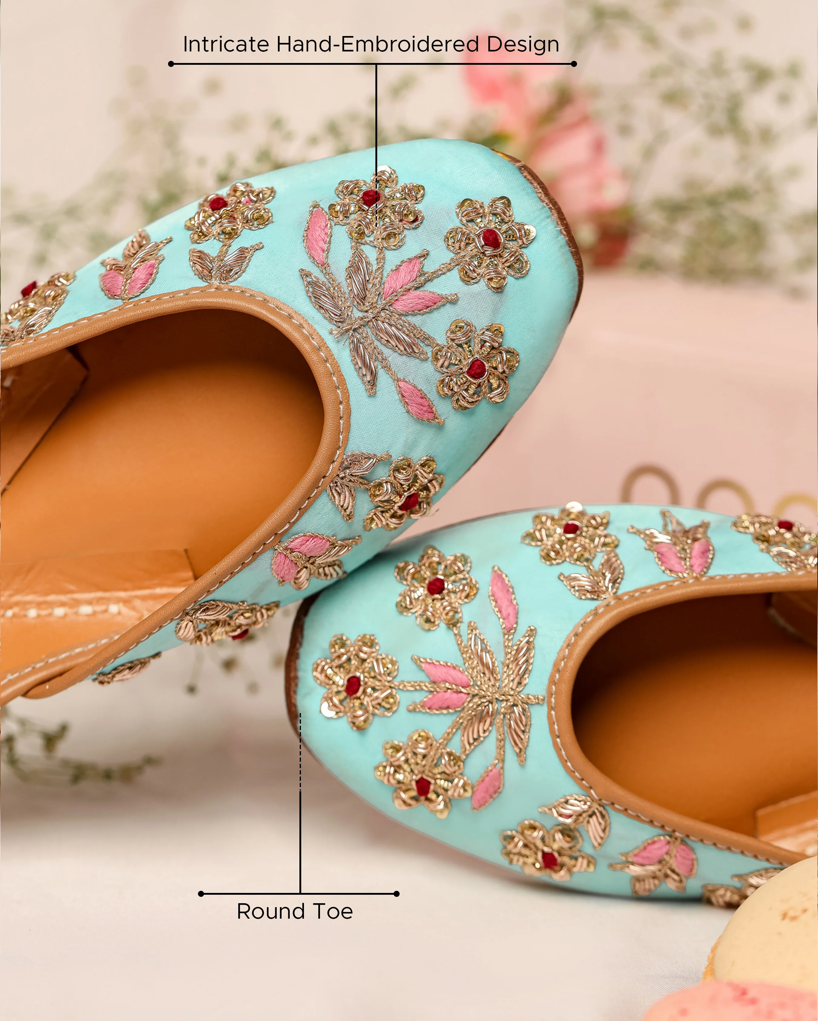 Alice Blue Handcrafted Jutti - Image 2