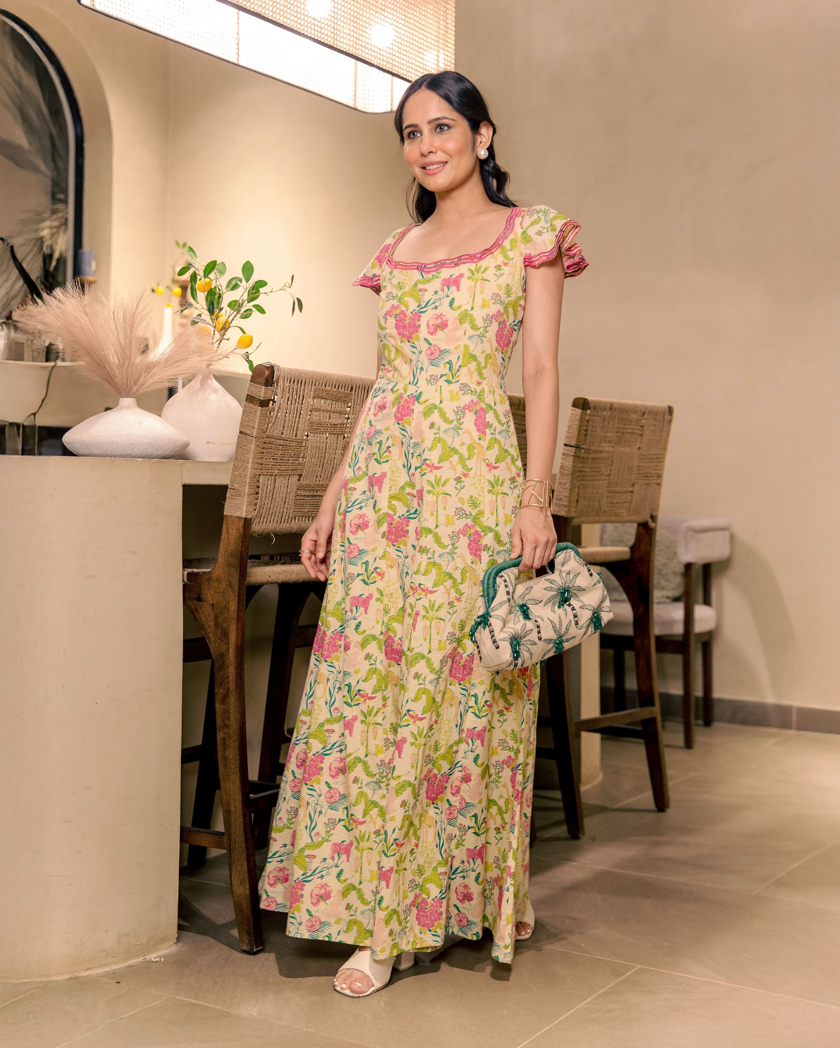 Amante Cream Cotton Printed Jumpsuit - Image 3