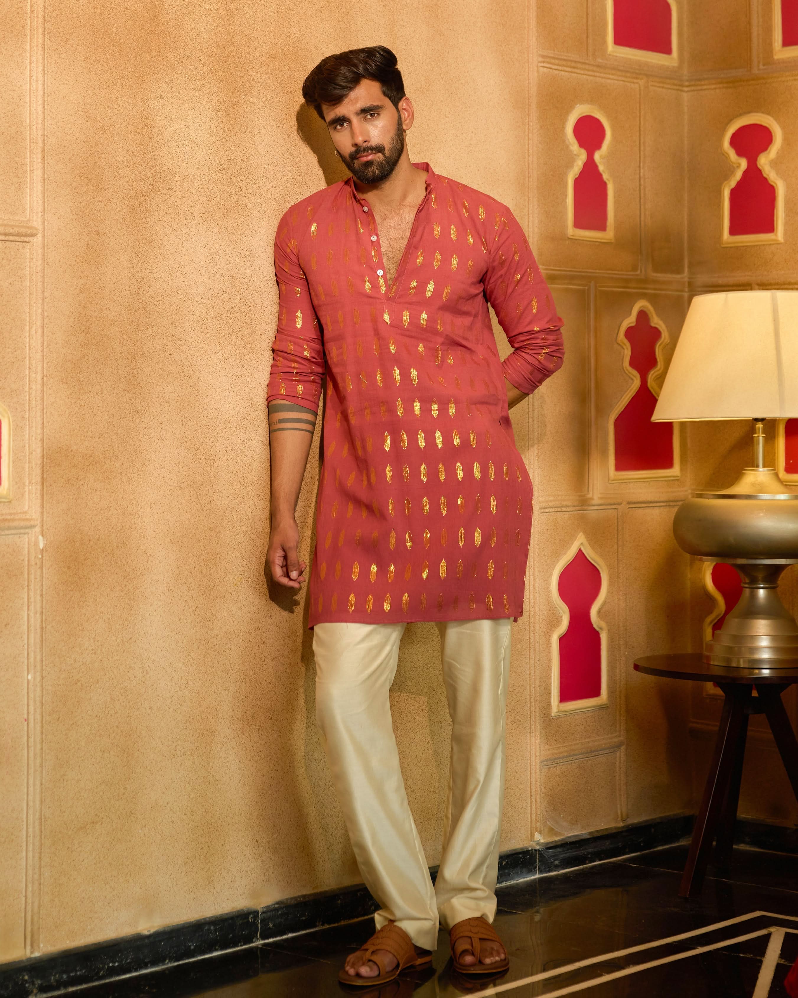 Anantya Maroon Knitted Lurex Kurta - Image 2