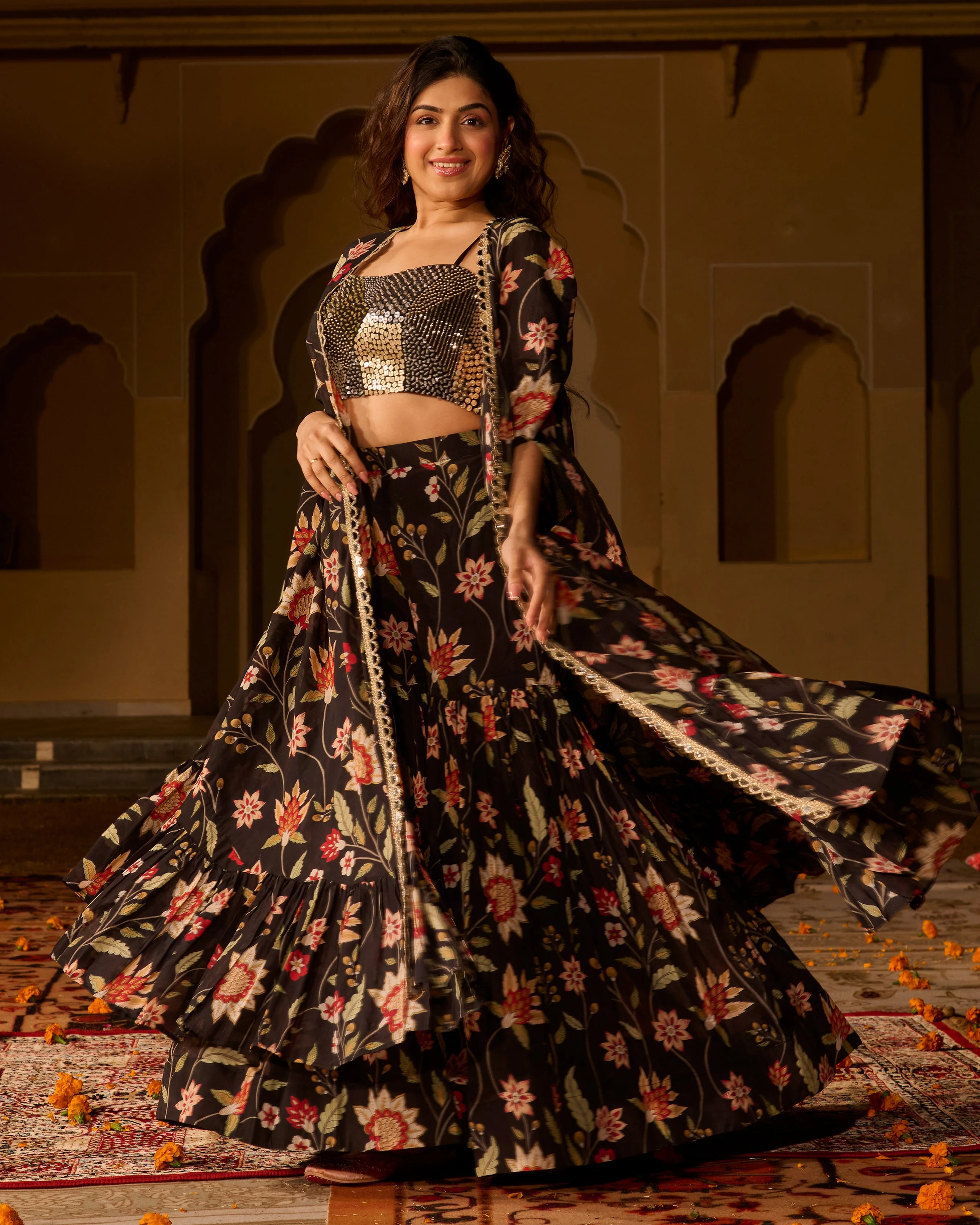 Ananya Black Printed Georgette Coord Set - Image 2