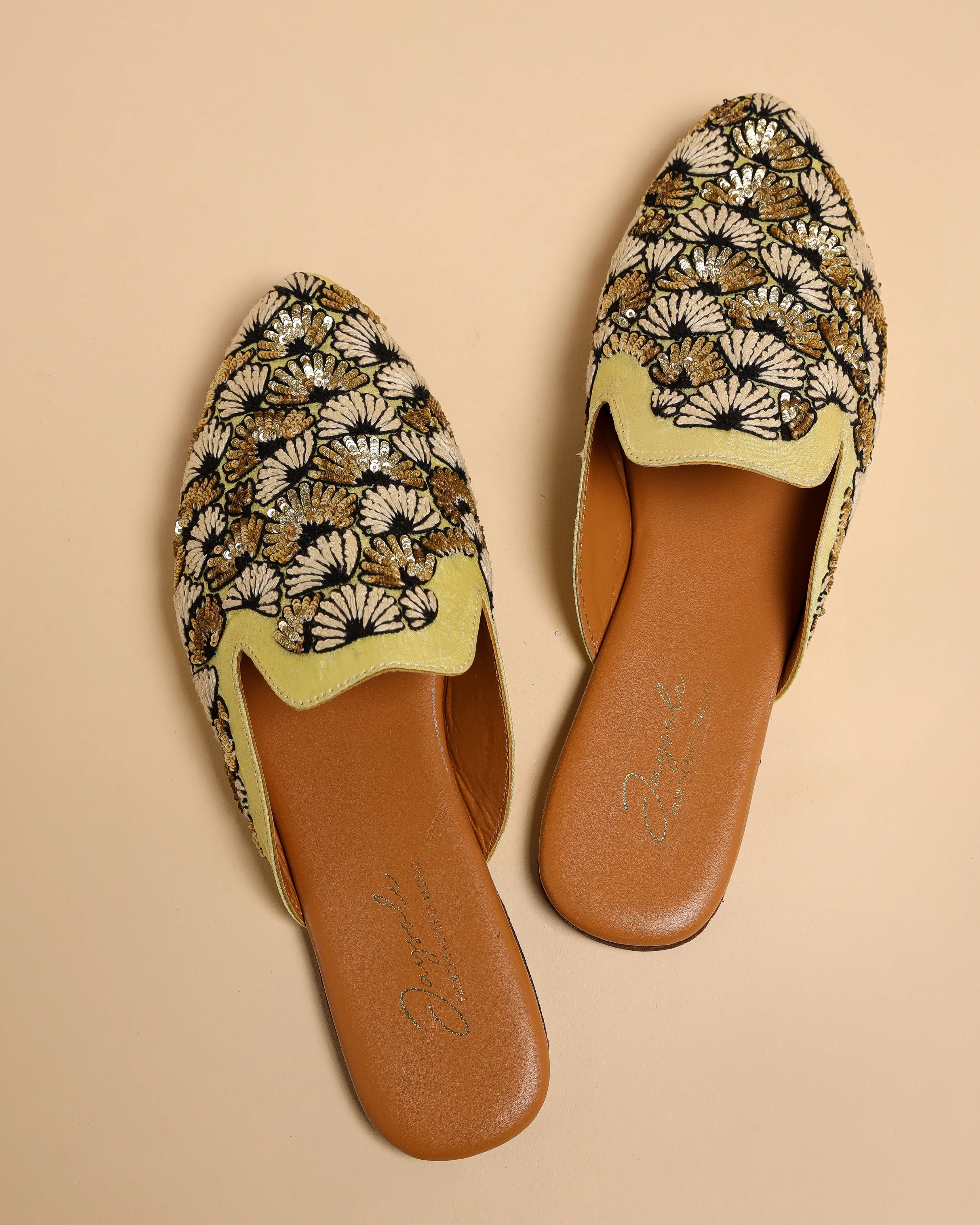 Antique Gold Handcrafted Mules - Image 2