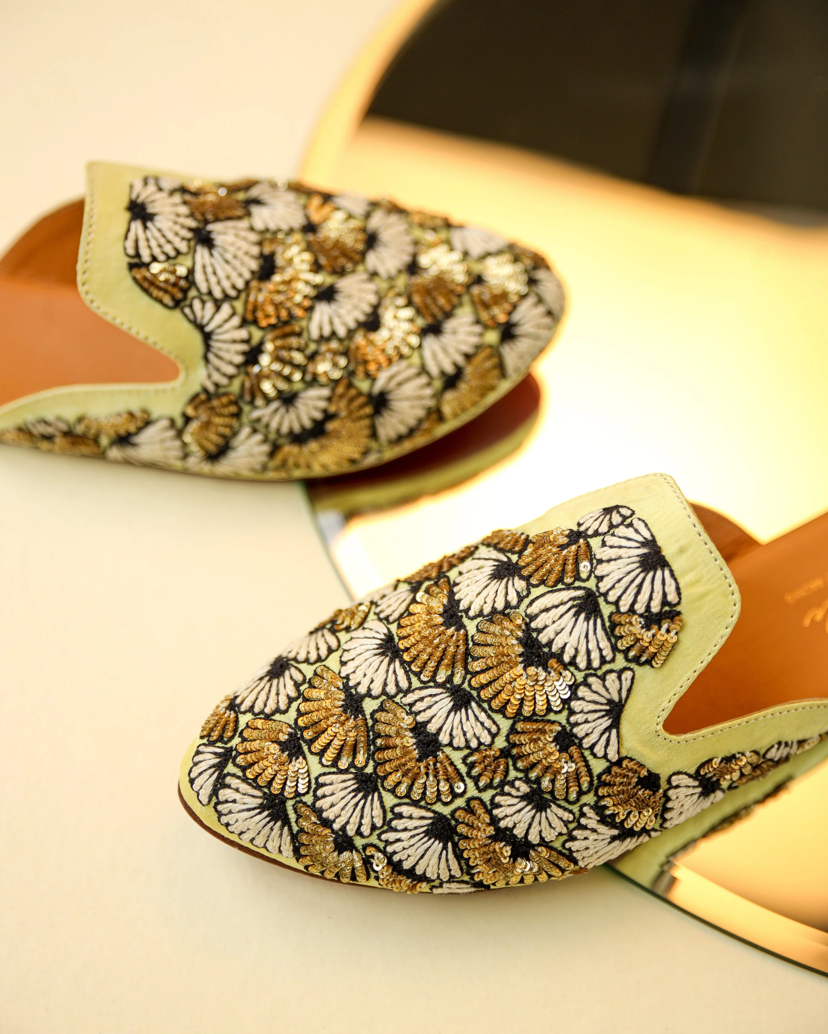 Antique Gold Handcrafted Mules - Image 4