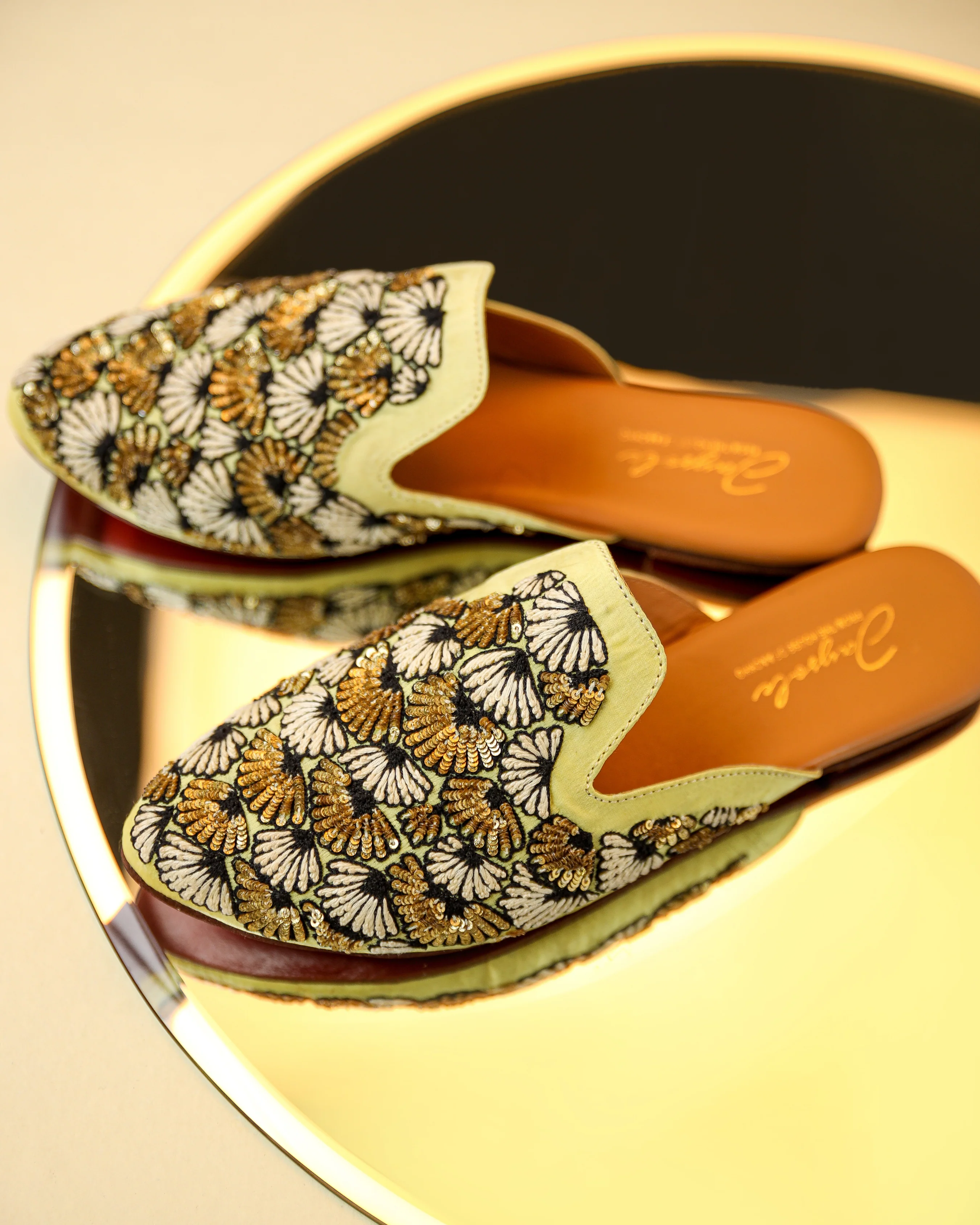 Antique Gold Handcrafted Mules - Image 5