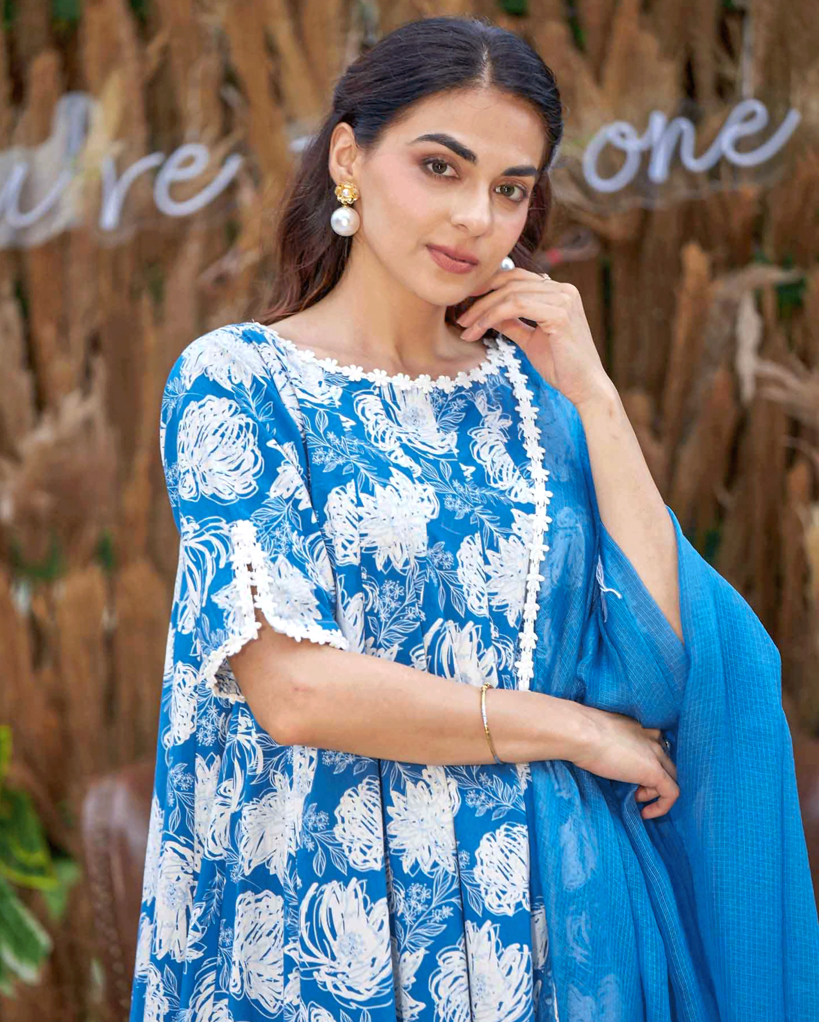 Anvika Blue Printed Cotton Suit Set - Image 5