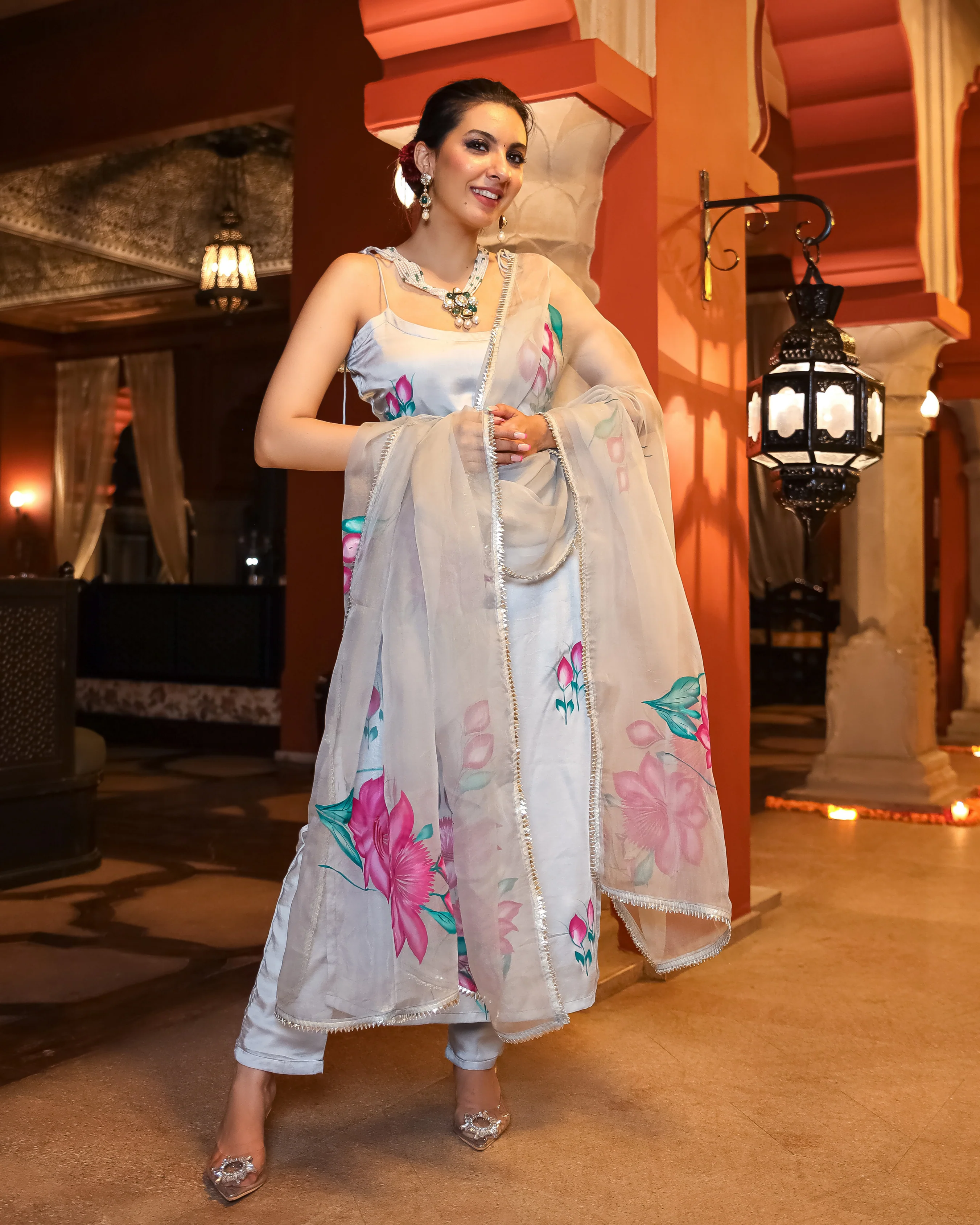 Arabic Grey Handpainted Suit Set - Image 10