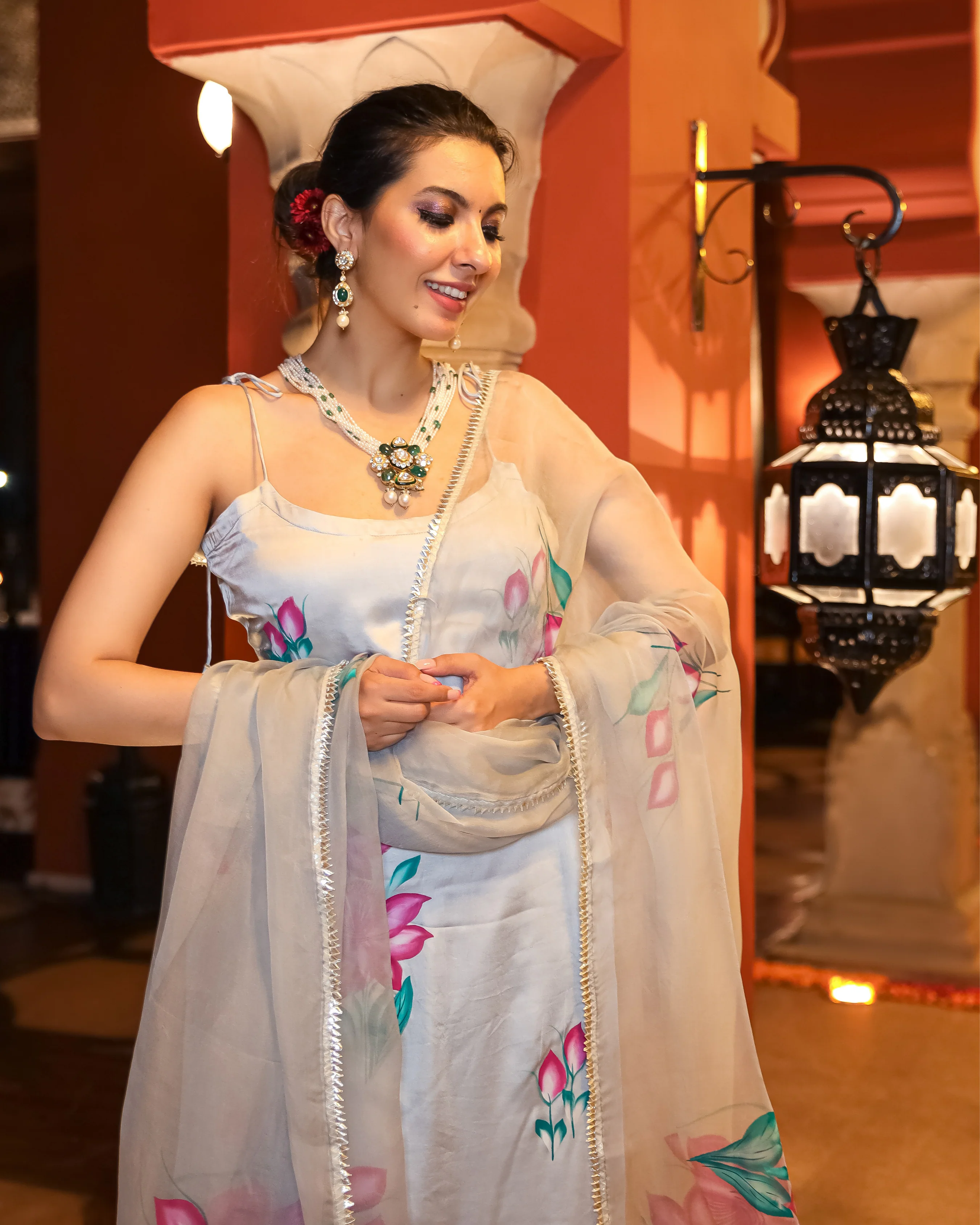 Arabic Grey Handpainted Suit Set - Image 12