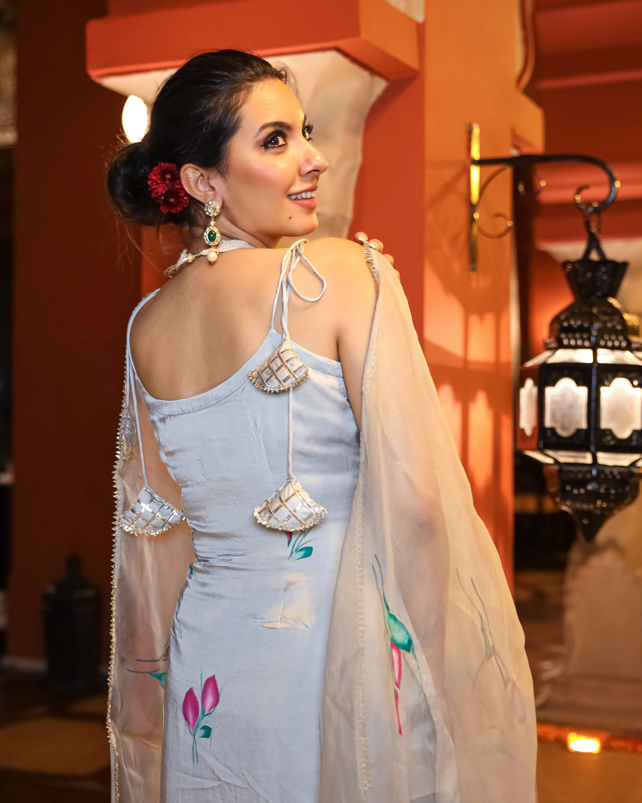Arabic Grey Handpainted Suit Set - Image 3
