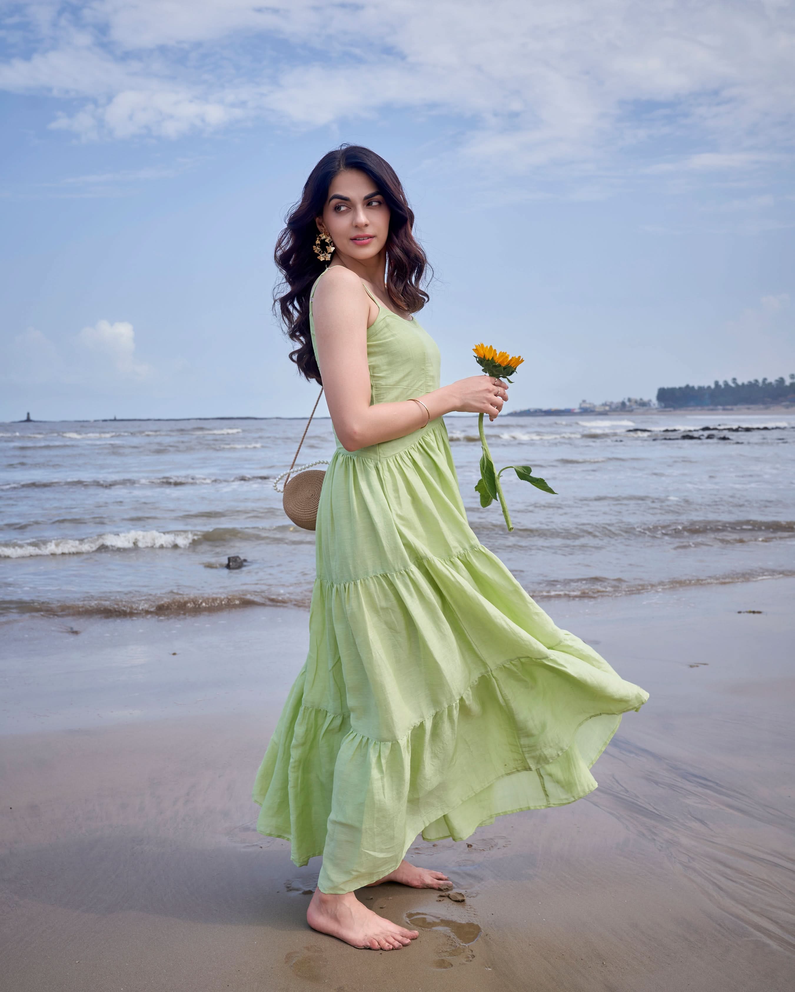 Aviary Green Solid Cotton Dress - Image 3