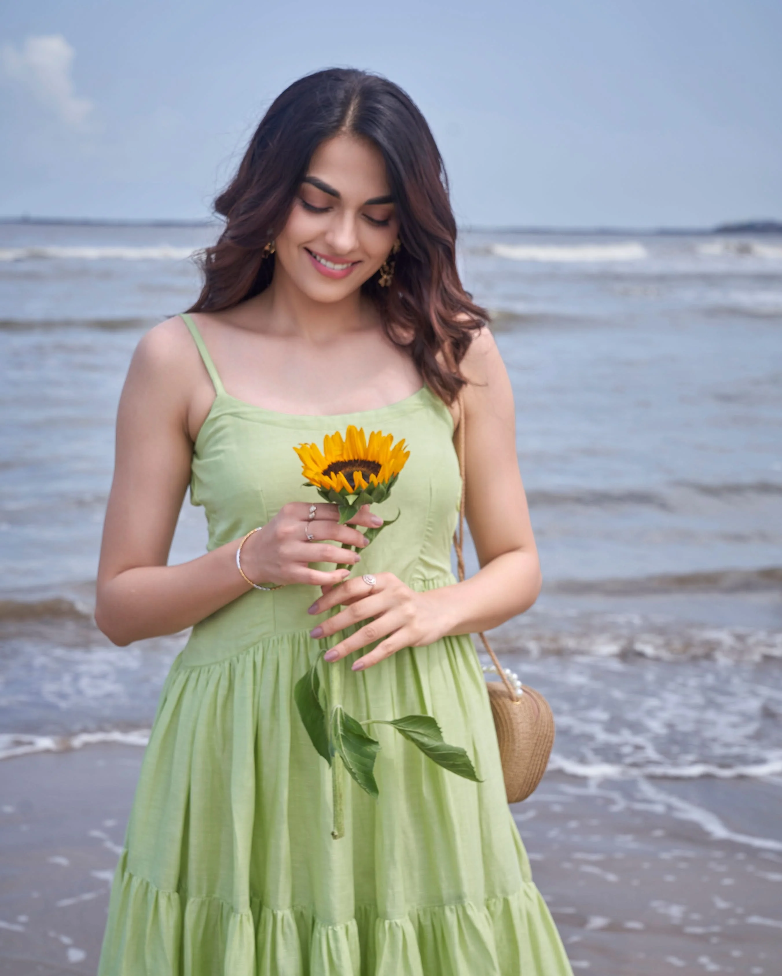 Aviary Green Solid Cotton Dress - Image 4