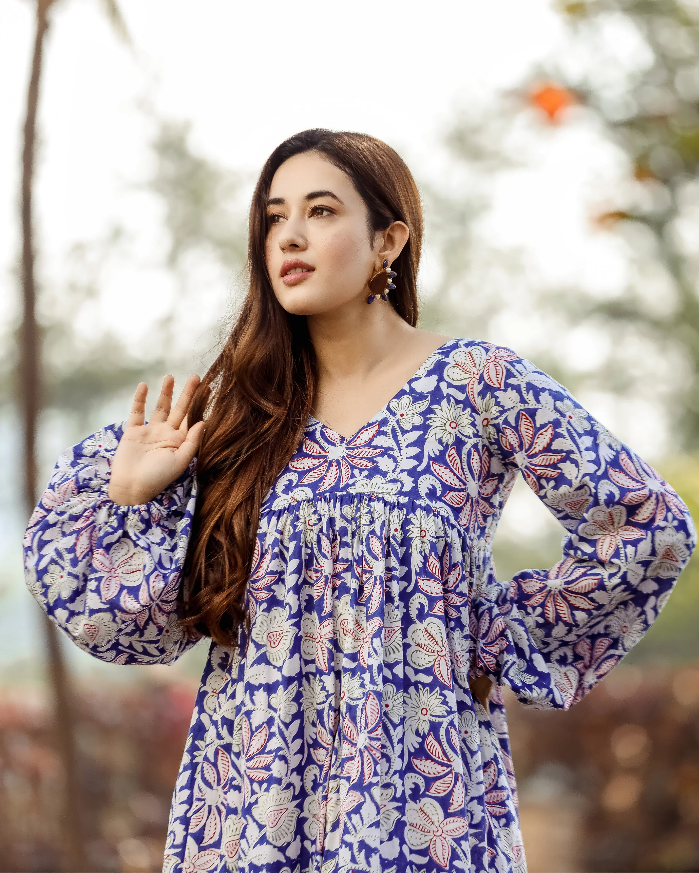 Ballon Flower Cotton Dress - Image 6