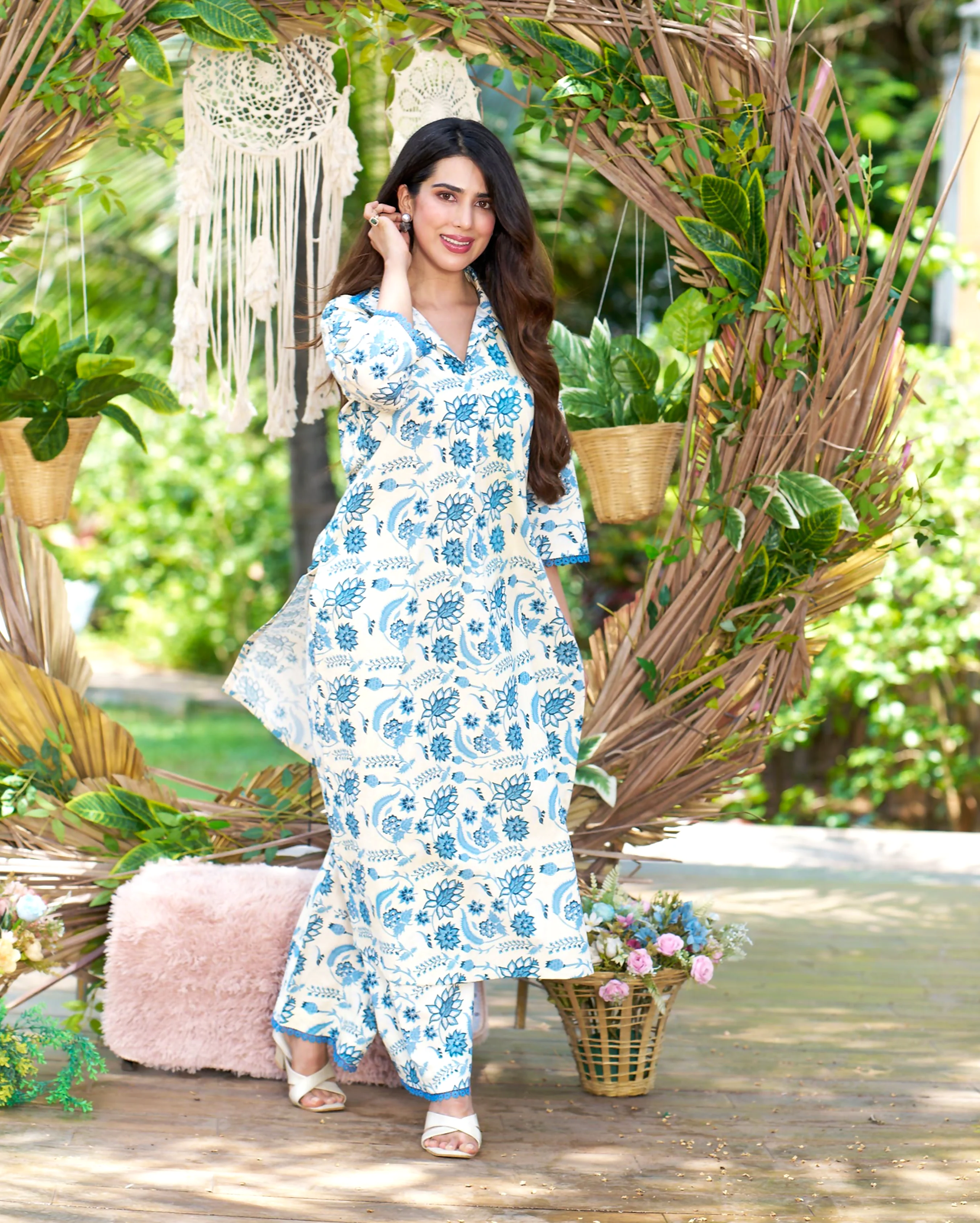 Banu Cream Printed Cotton Kurta Set - Image 6