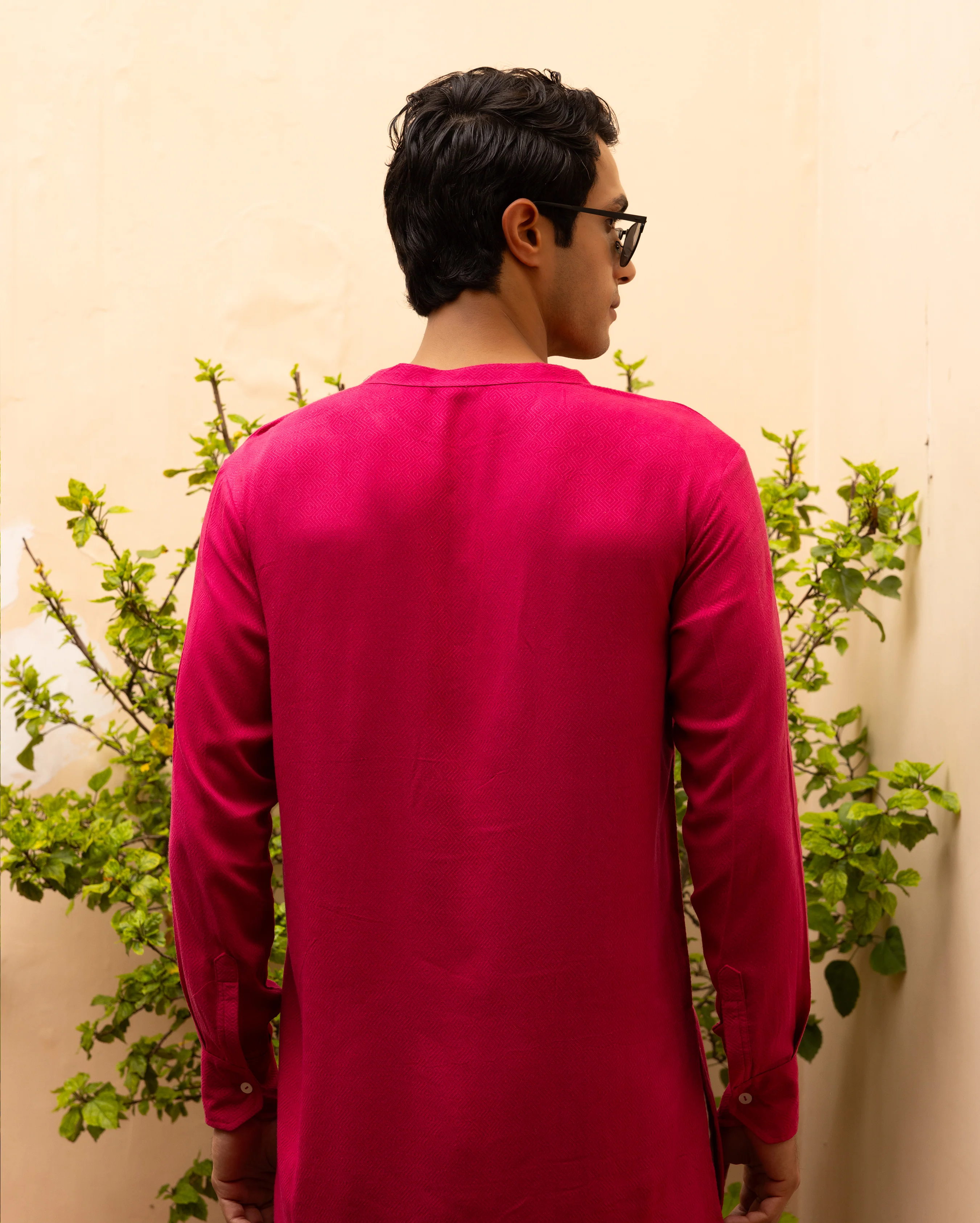 Bhargav Pink Solid Dobby Kurta - Image 5