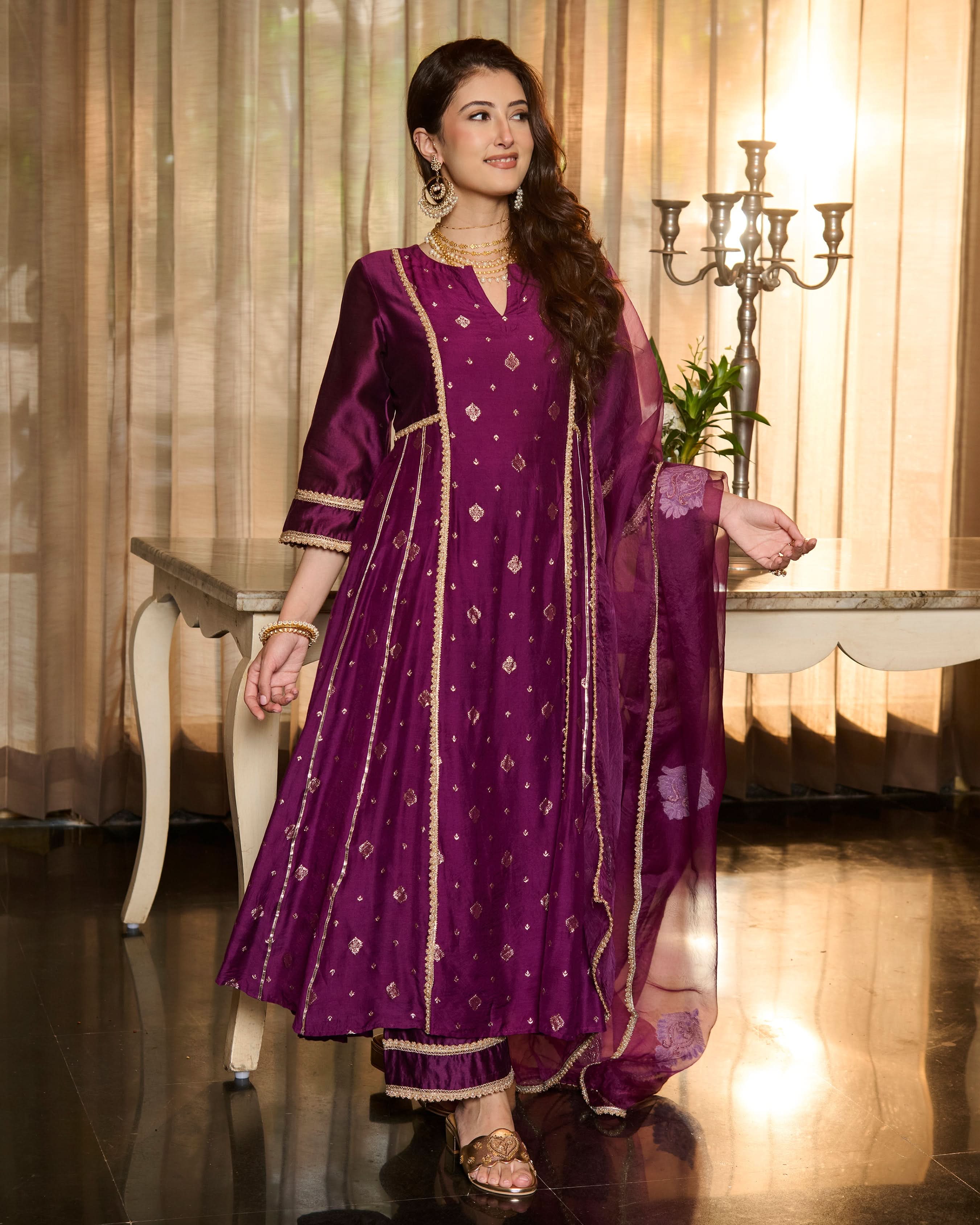 Bhautik Purple Jacquard Suit Set - Image 2