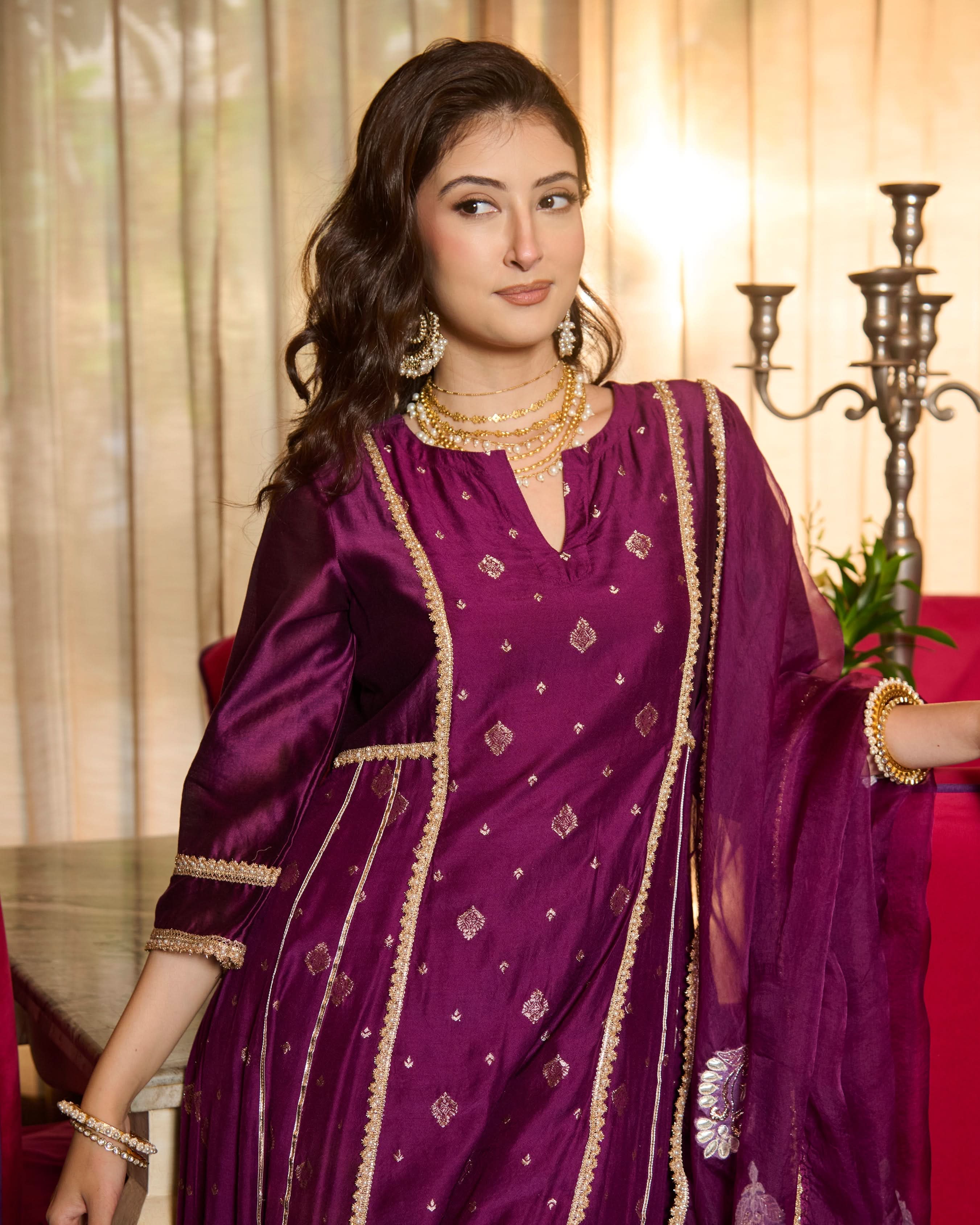 Bhautik Purple Jacquard Suit Set - Image 3