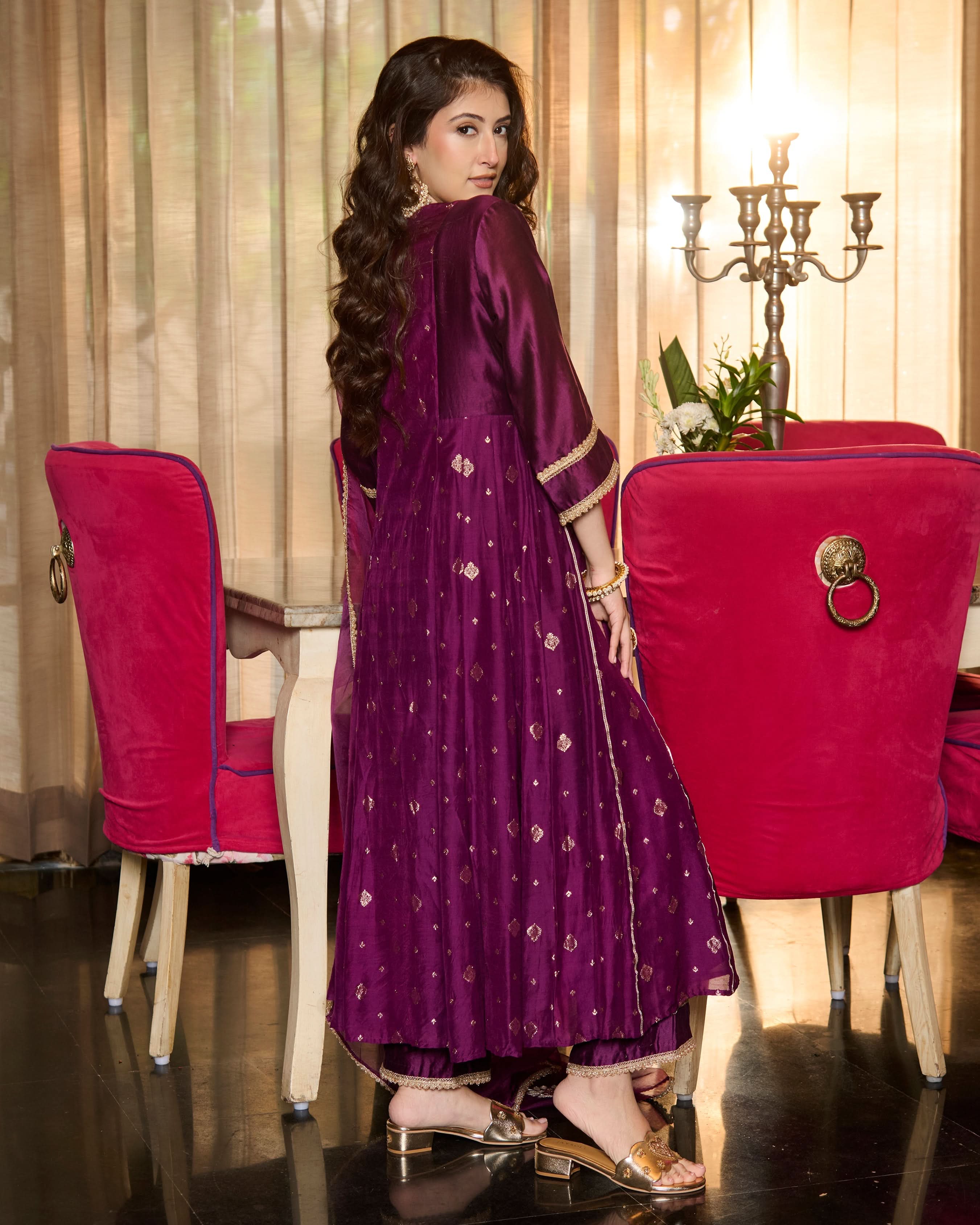 Bhautik Purple Jacquard Suit Set - Image 4