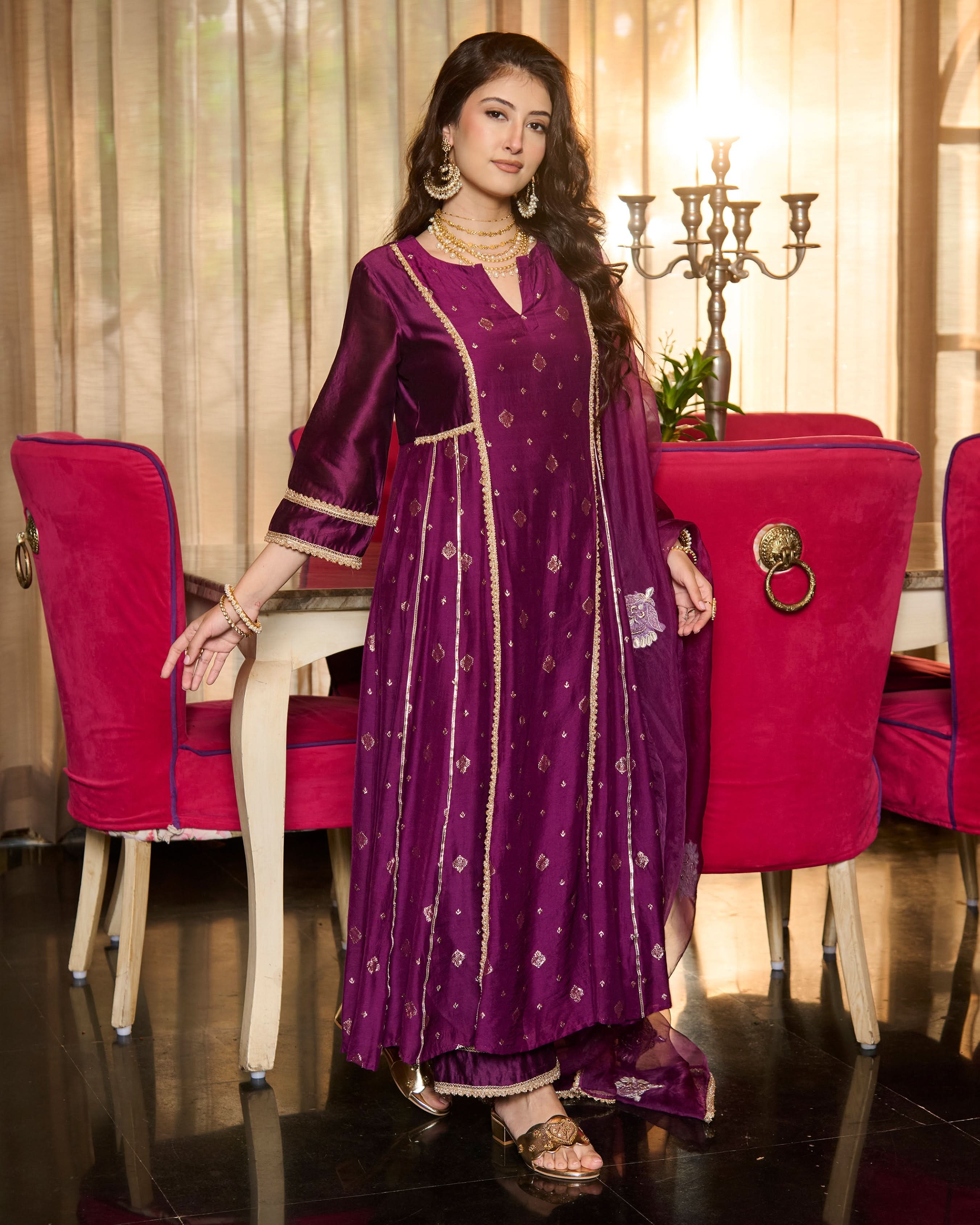 Bhautik Purple Jacquard Suit Set - Image 6