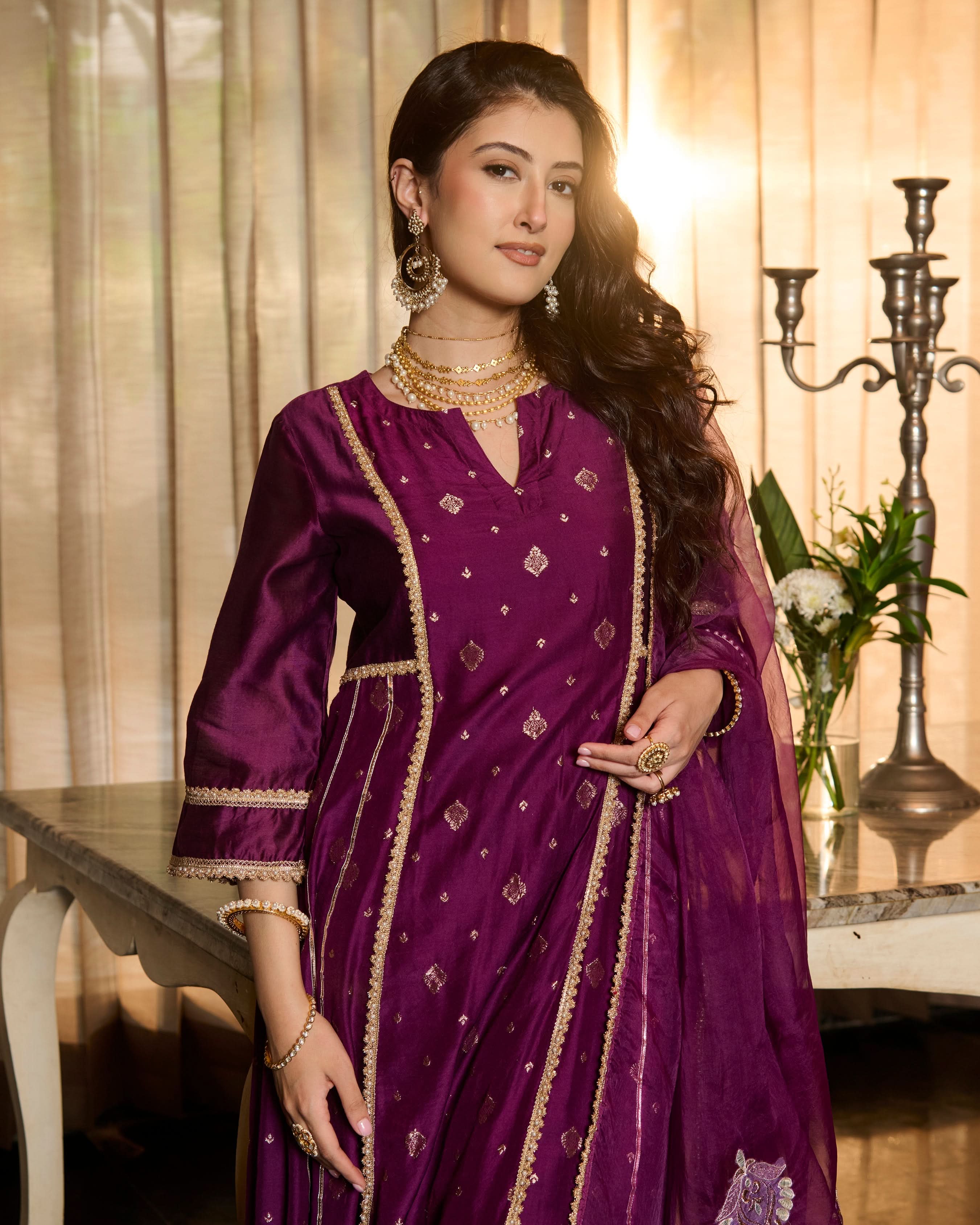 Bhautik Purple Jacquard Suit Set - Image 7