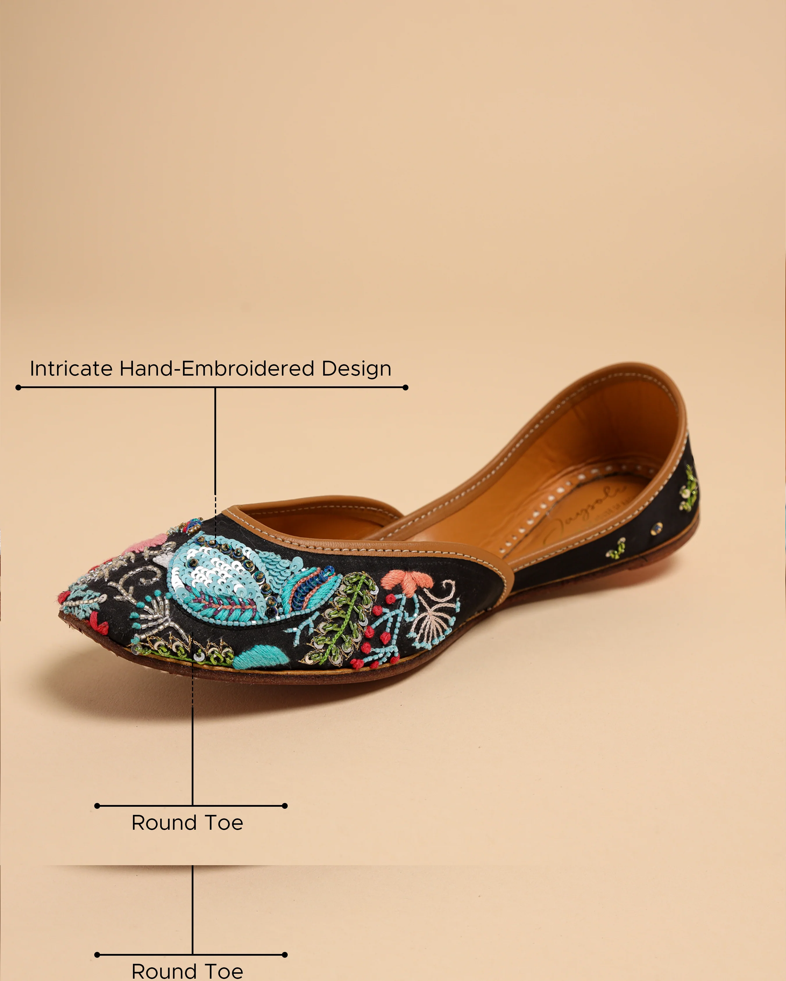 Black Bing Handcrafted Jutti - Image 4
