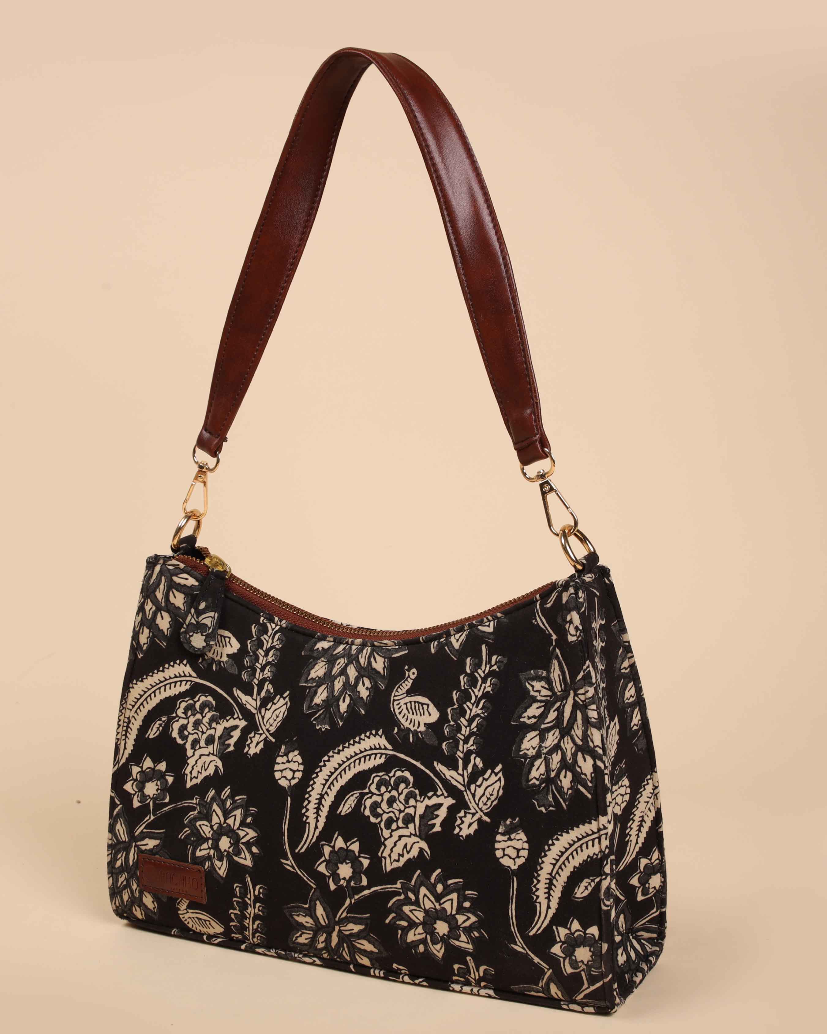 Black Onyx Handblock Baguette Bag - Image 3