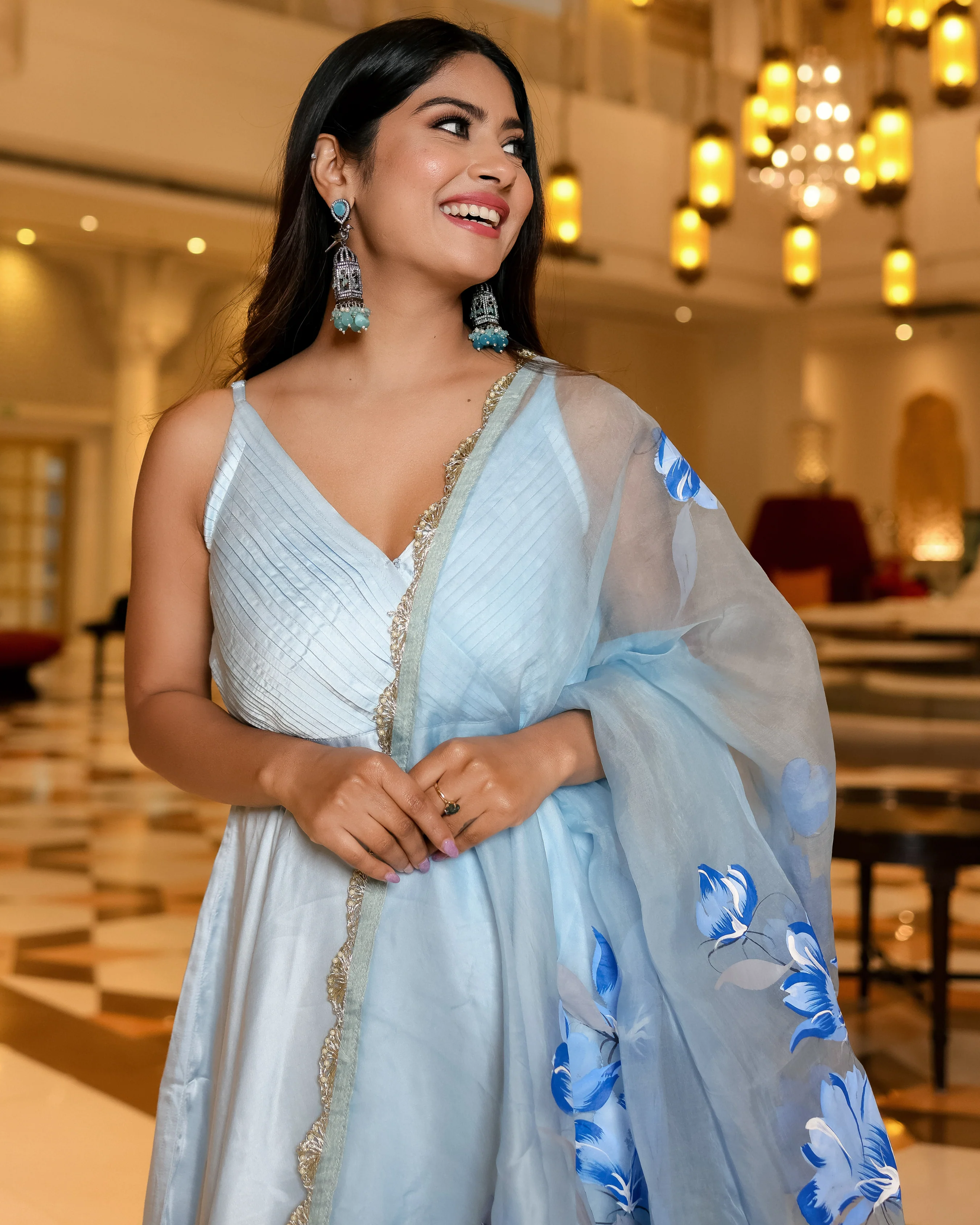 Blue Horizon Handpainted Sharara Set - Image 2