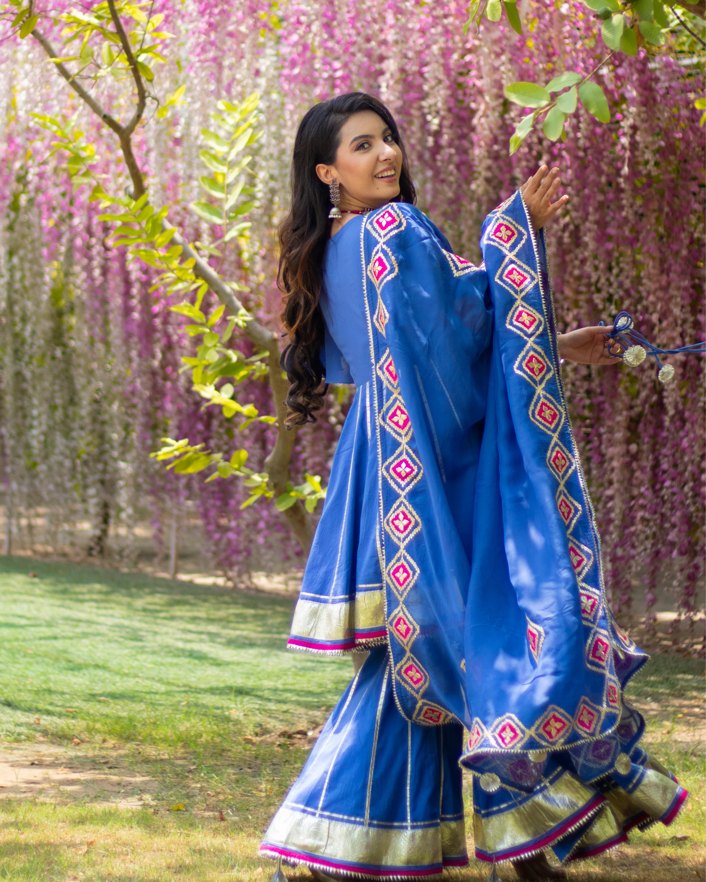 Blue Melody Gota Sharara Set With Gota Potli - Image 3