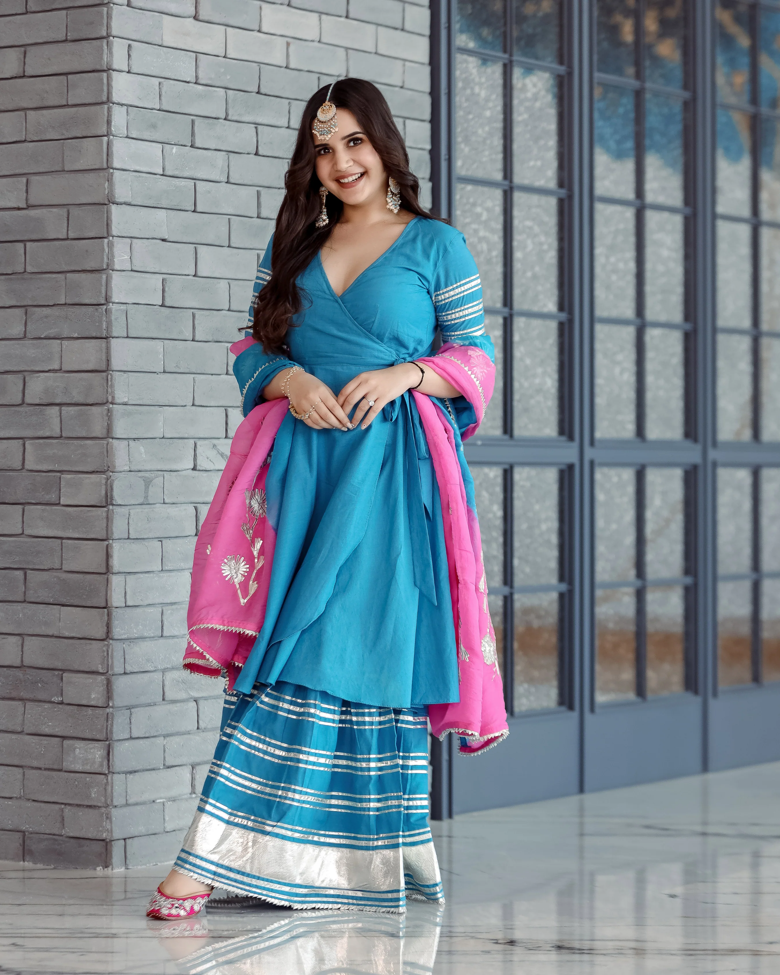 Blue Sapphire Gota Sharara Set - Image 5