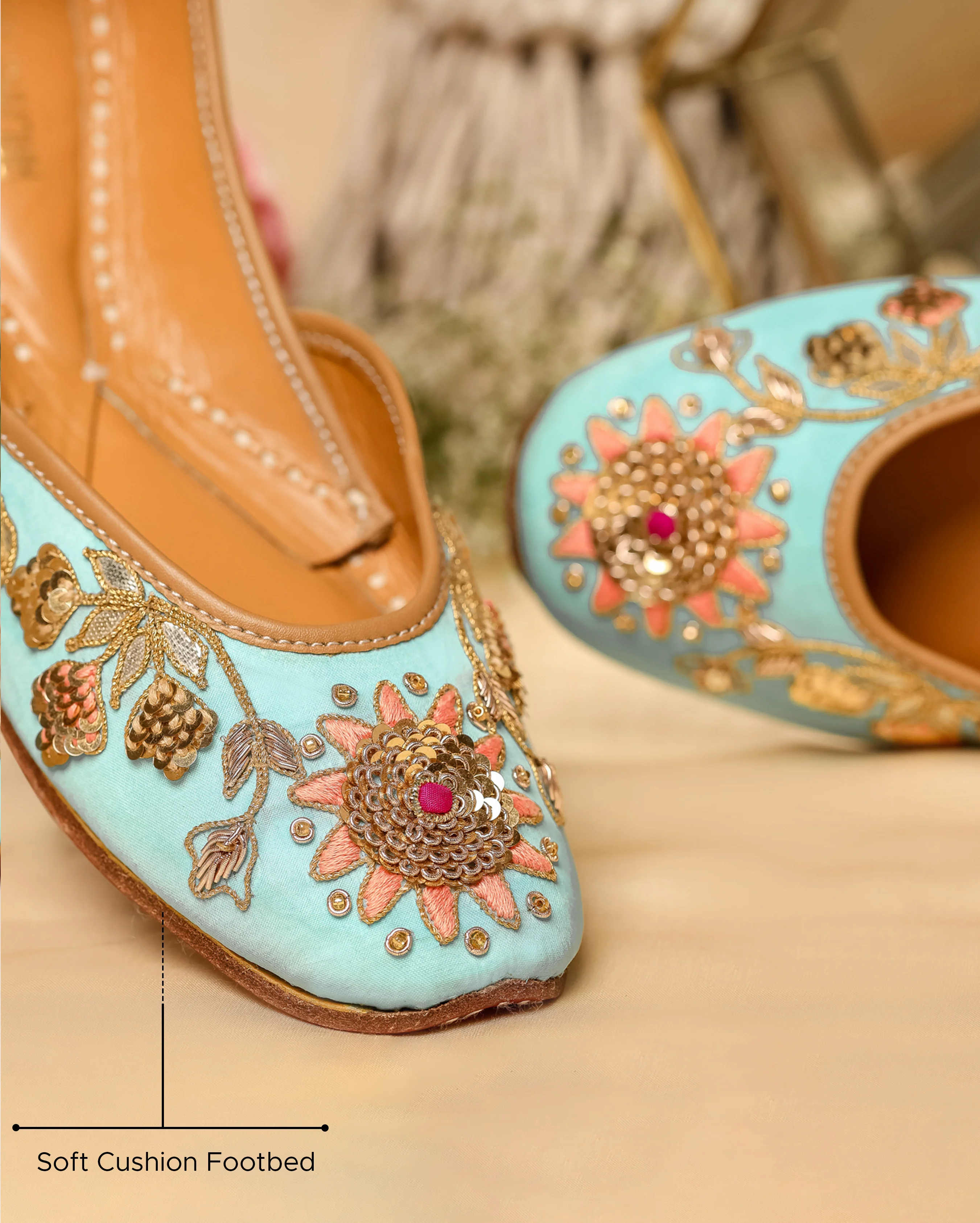 Blue Strobe Handcrafted Jutti - Image 3