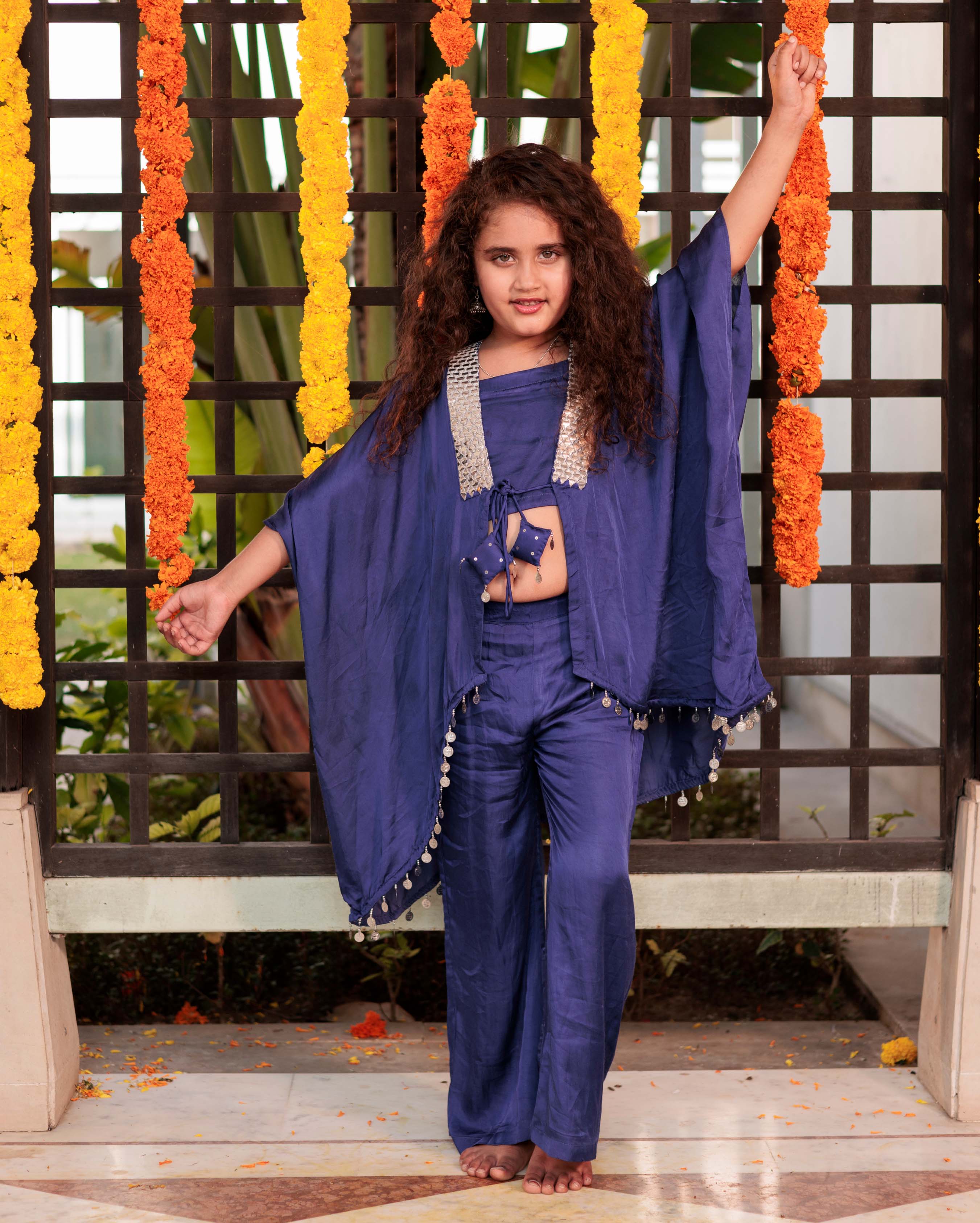 Bouncy Breeze Blue Satin Coord Set - Image 3