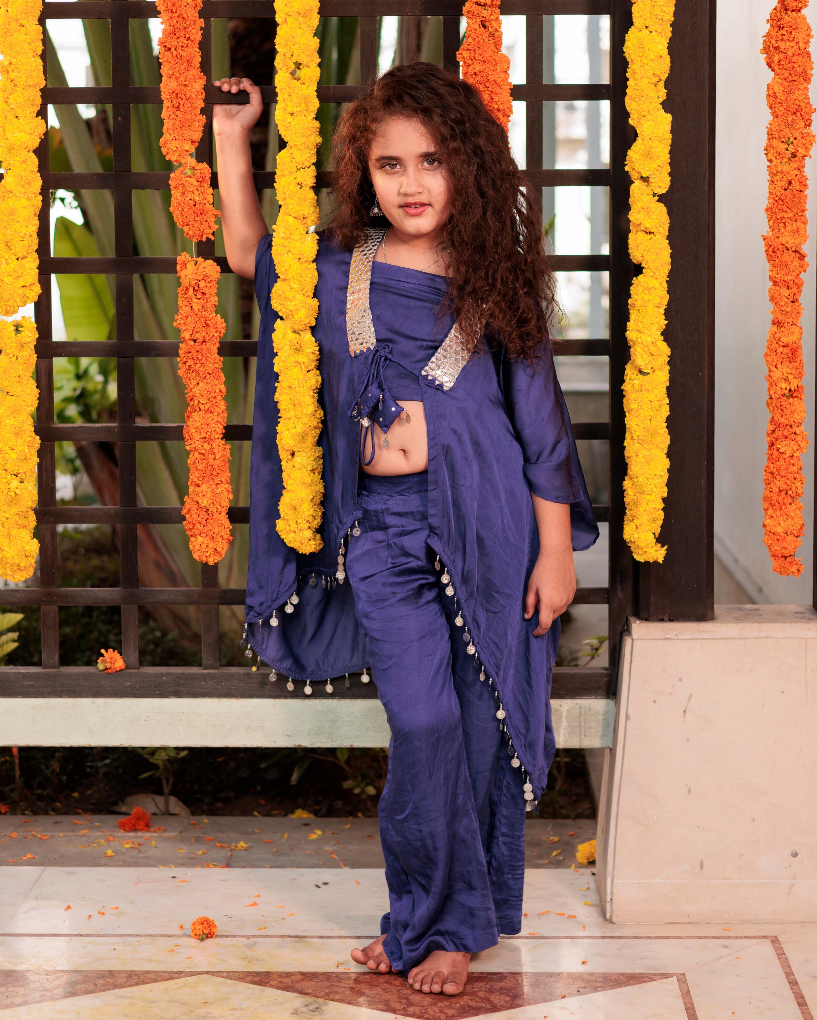 Bouncy Breeze Blue Satin Coord Set - Image 4