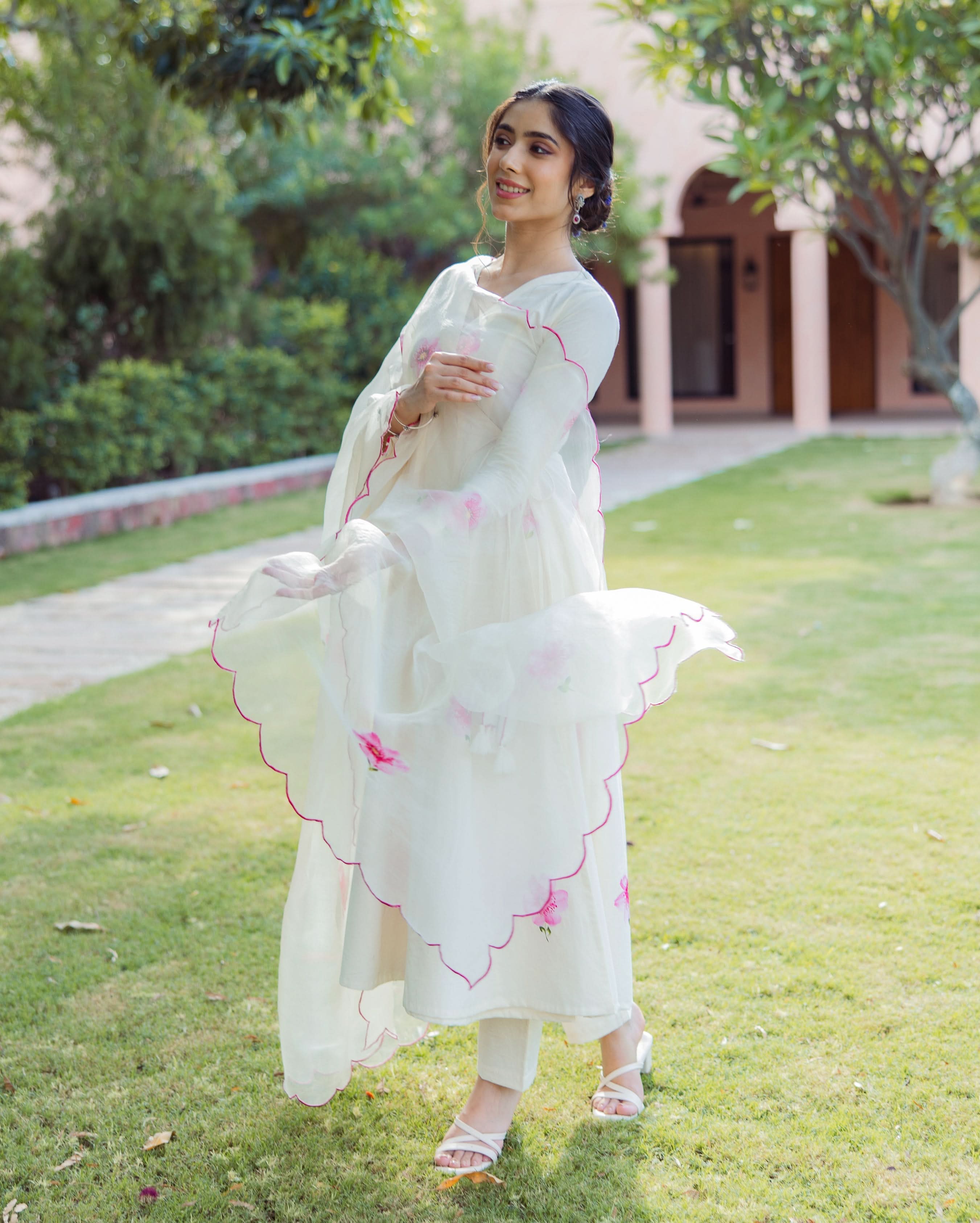 Breeze Cream Handpainted Cotton Suit Set - Image 6