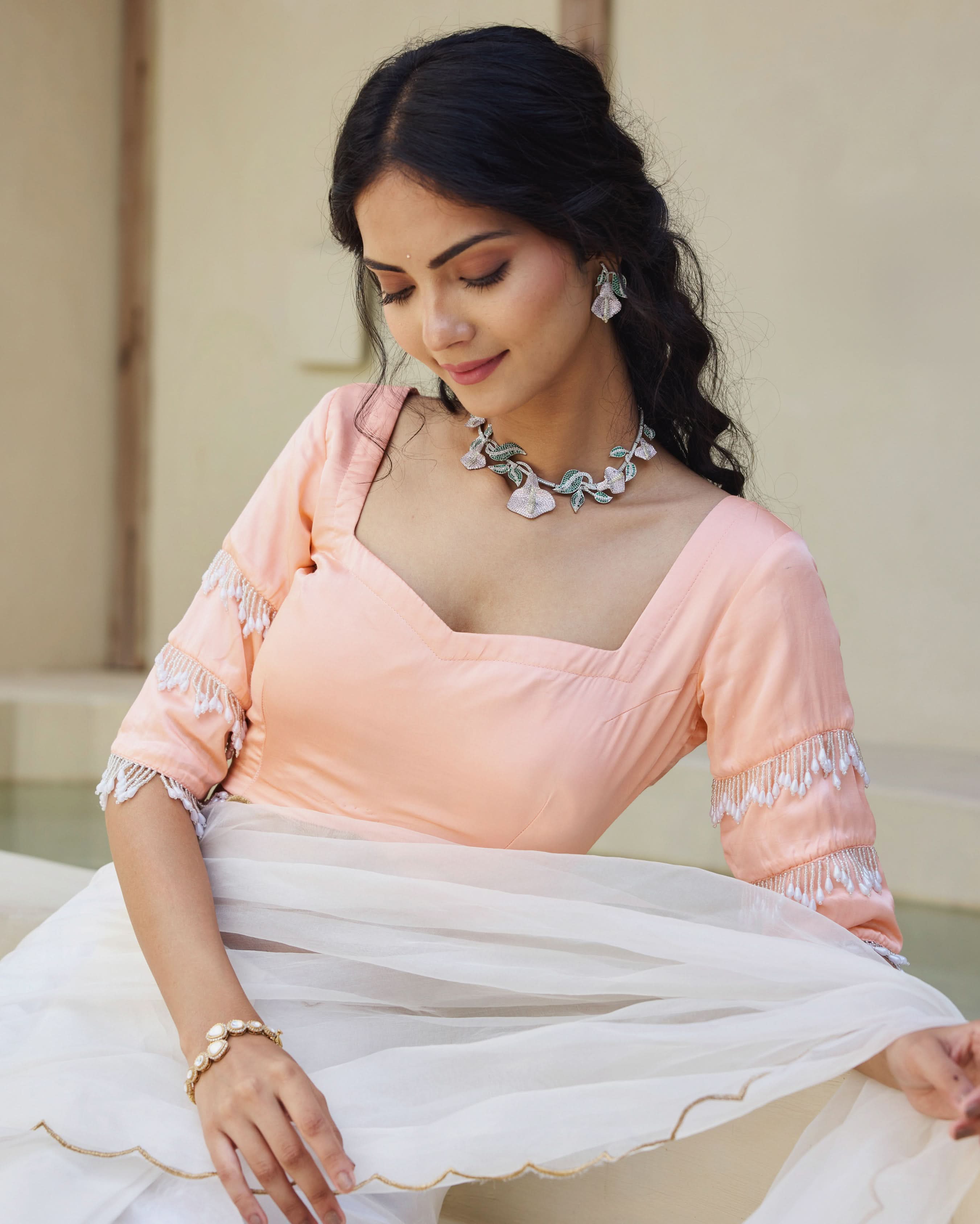 Breezy Belle Peach Satin Blouse - Image 5