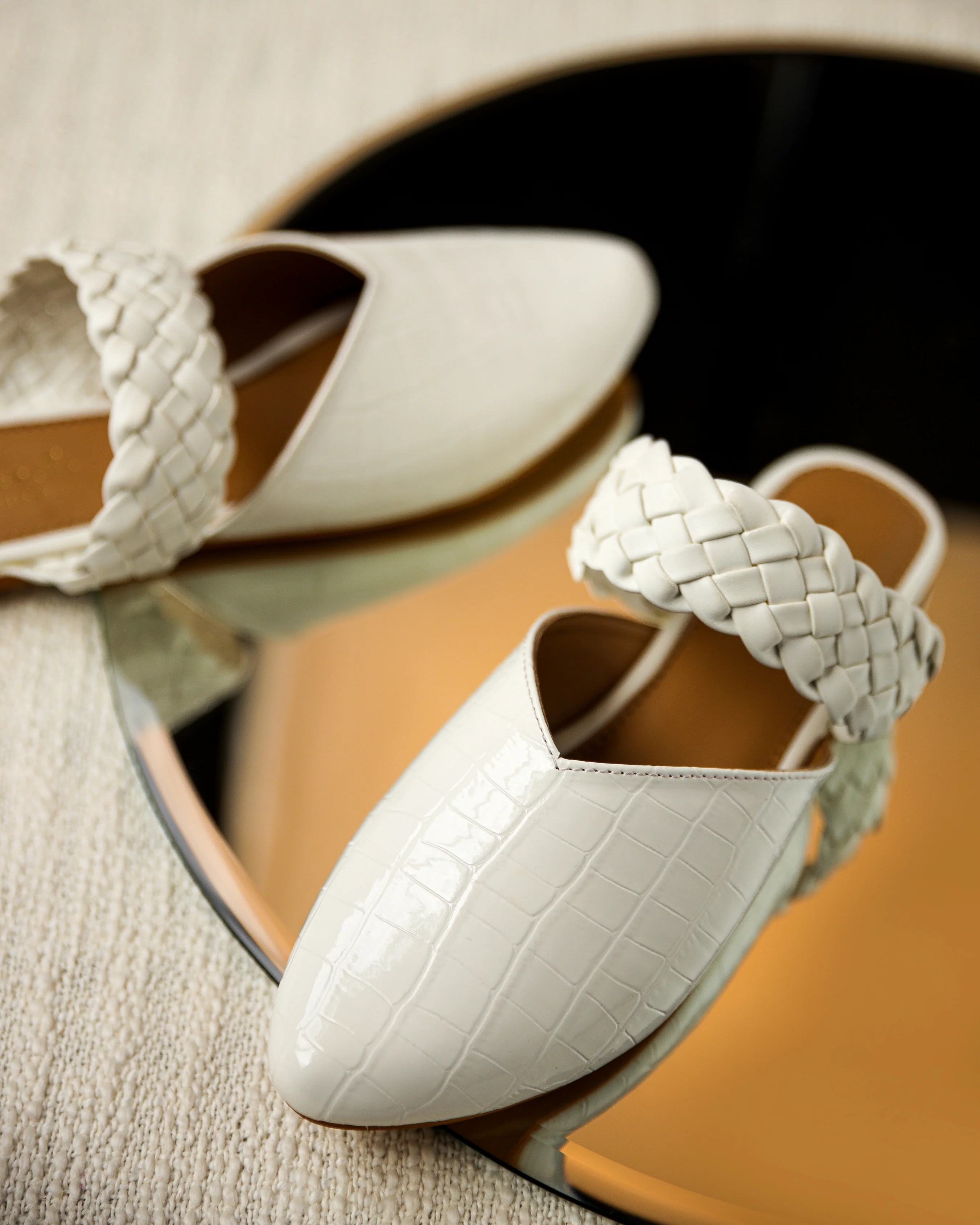 Bright White Braided Mules - Image 3