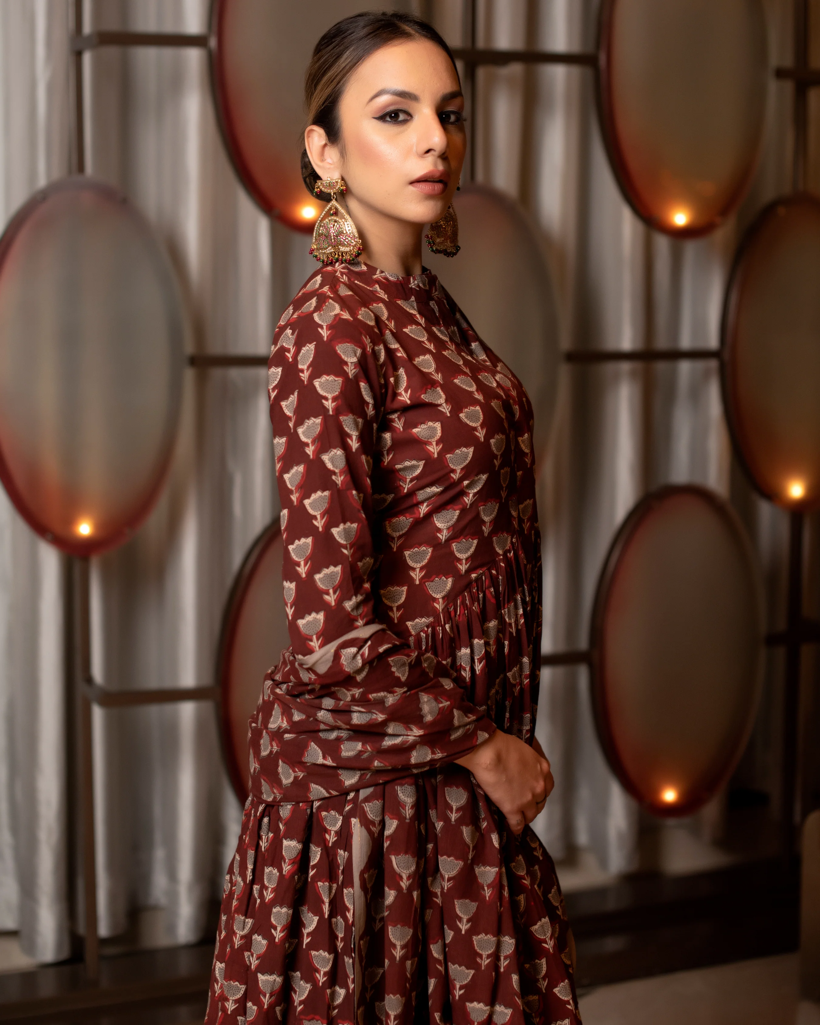 Brown Copper Handblock Suit Set - Image 4
