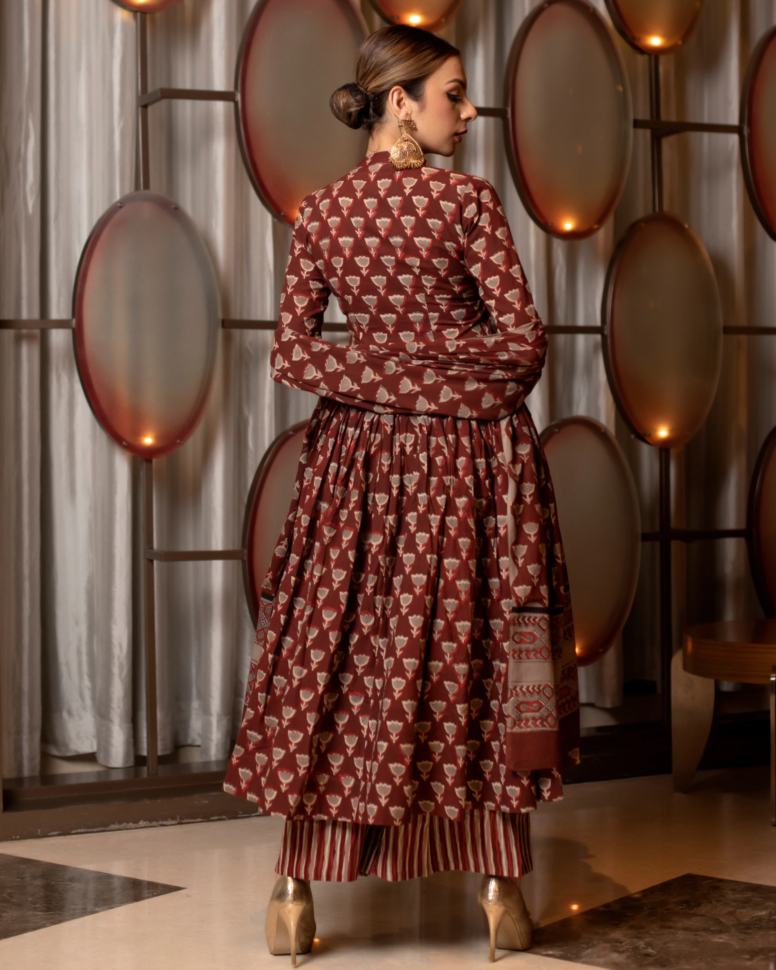 Brown Copper Handblock Suit Set - Image 5