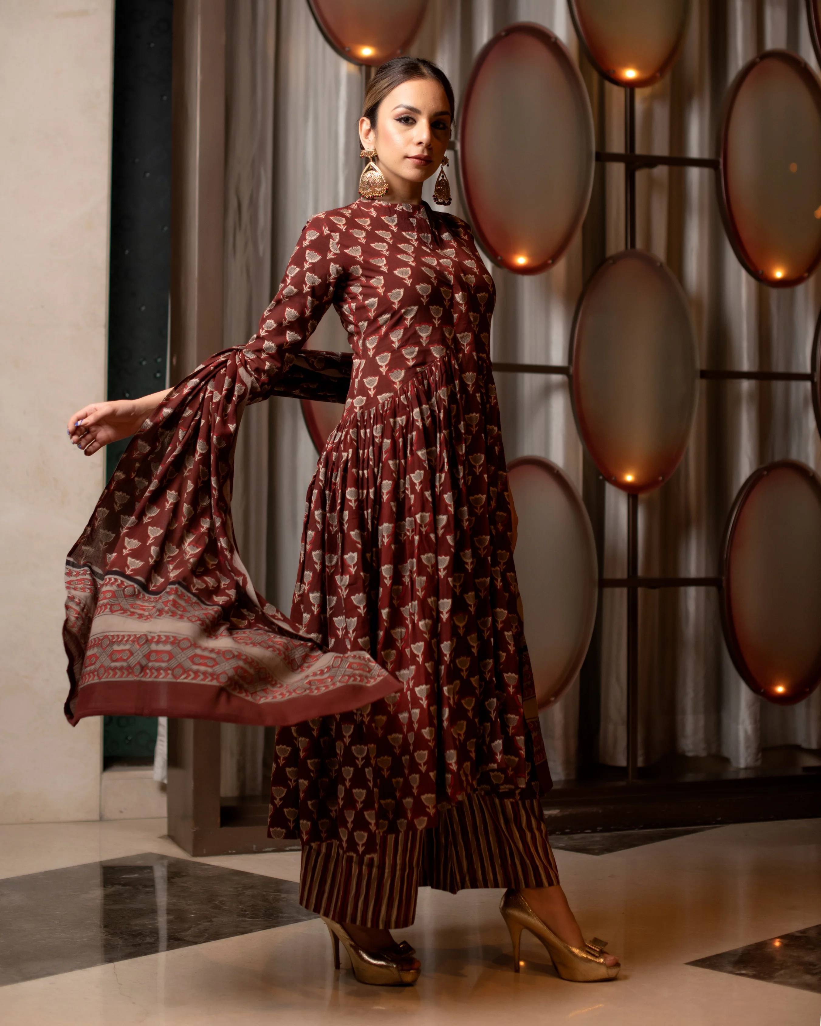 Brown Copper Handblock Suit Set - Image 6