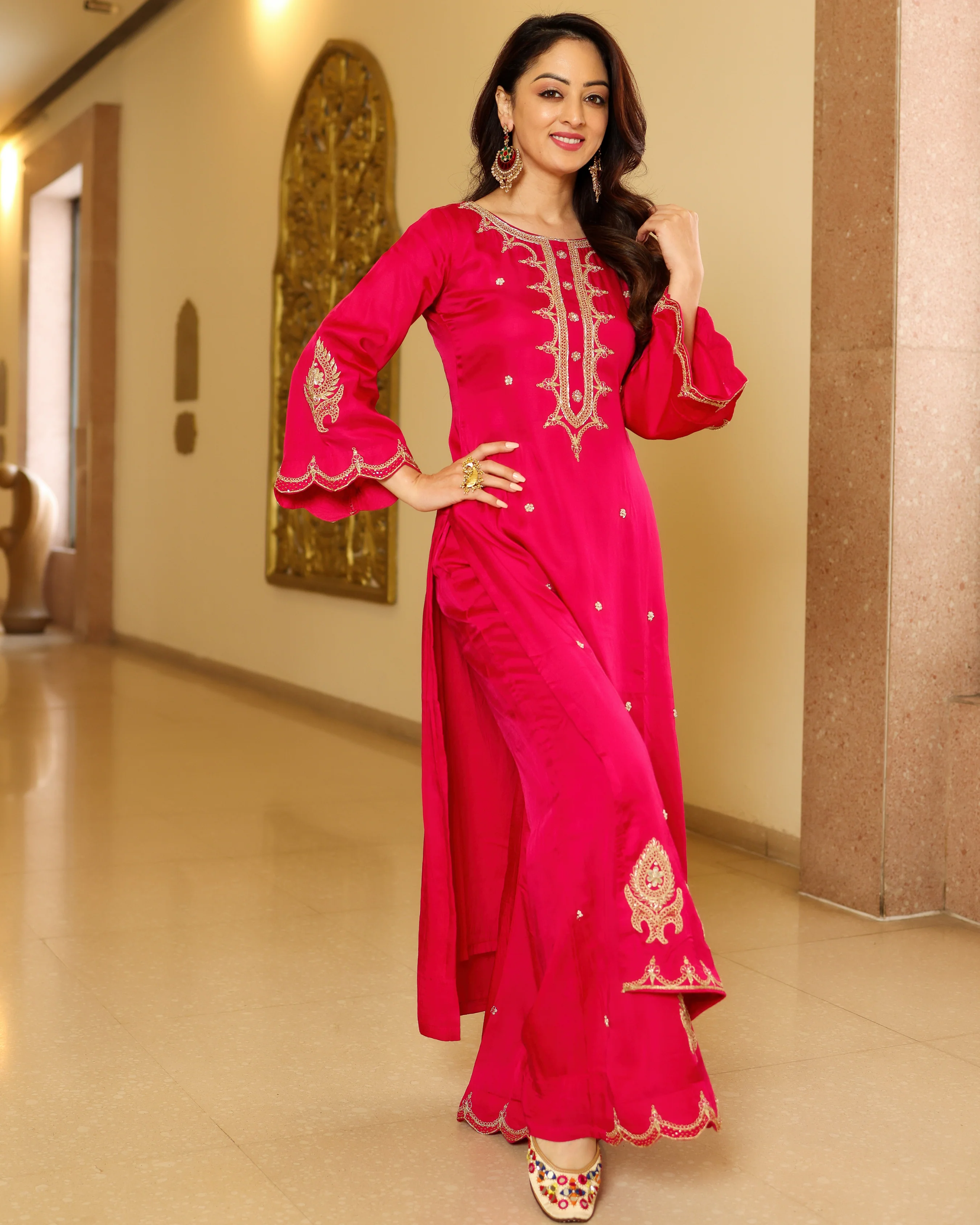 Bubbly Pink Handwork Kurta Set - Image 3