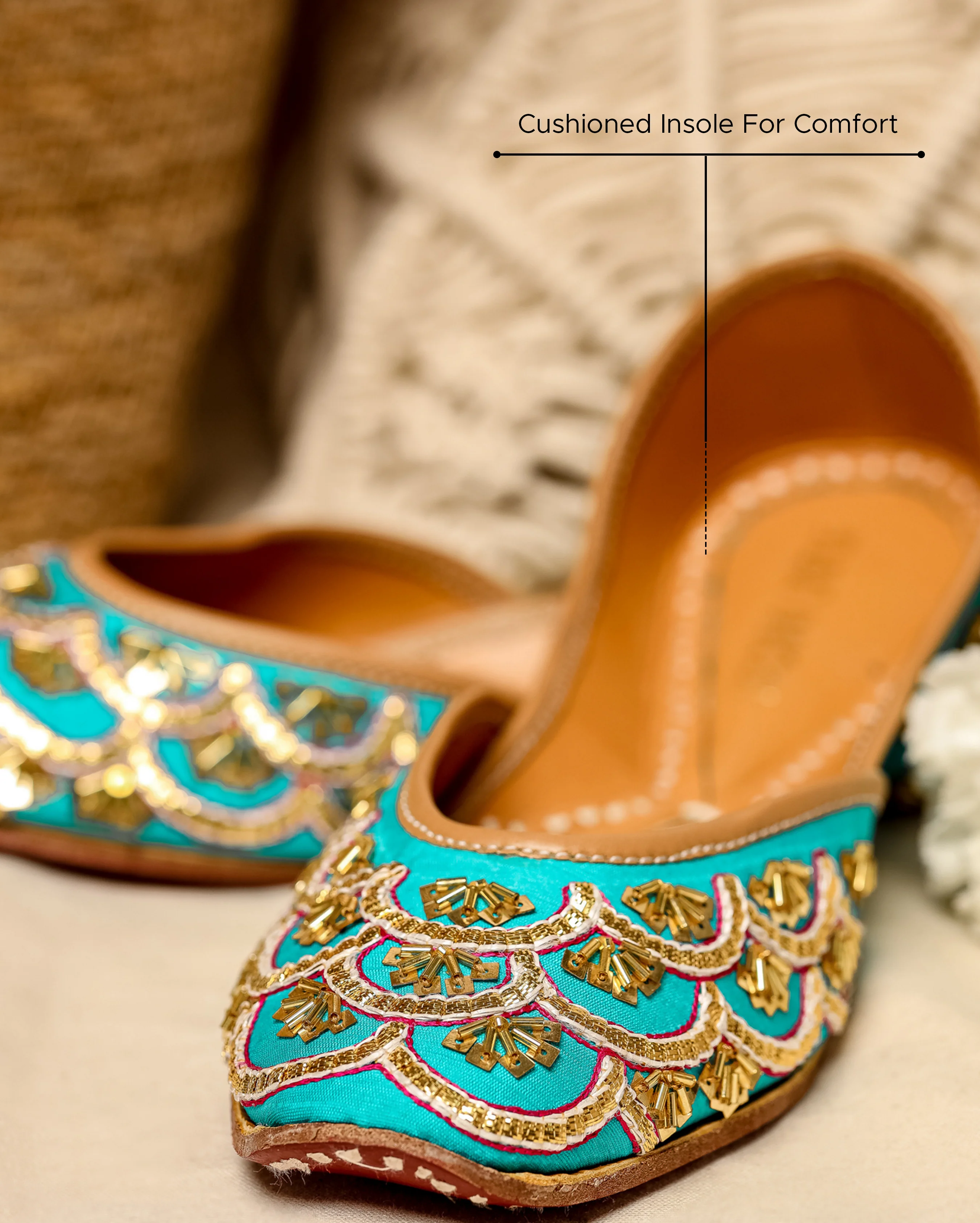 Cadet Blue Handcrafted Jutti - Image 2